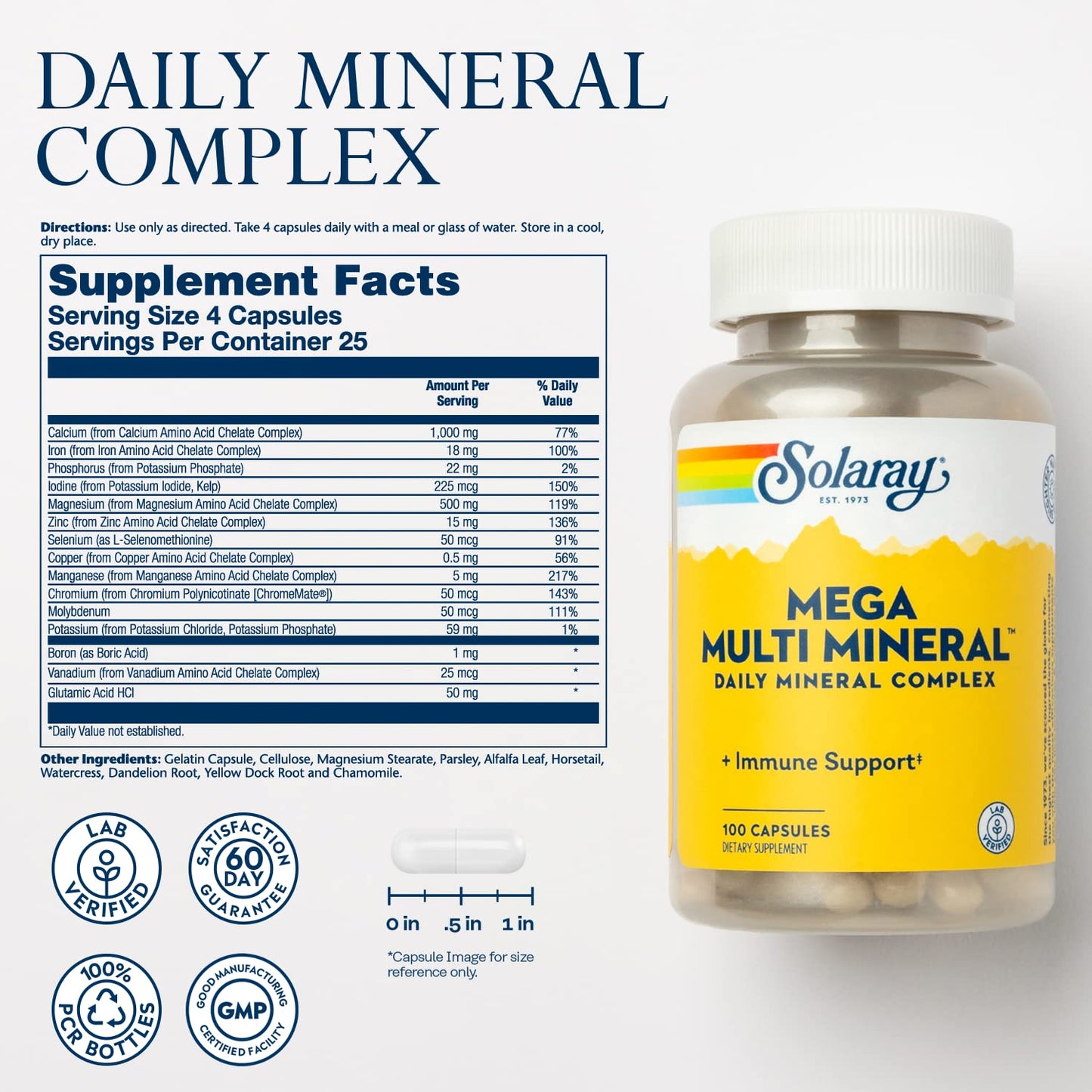 Solaray Mega Multi Mineral 100 Capsules
