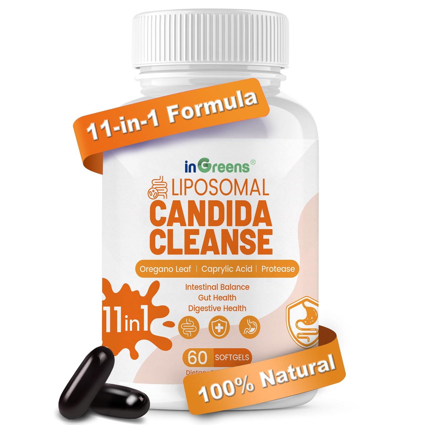 inGreens 11-in-1 Candida Cleanse Softgels 60 Count