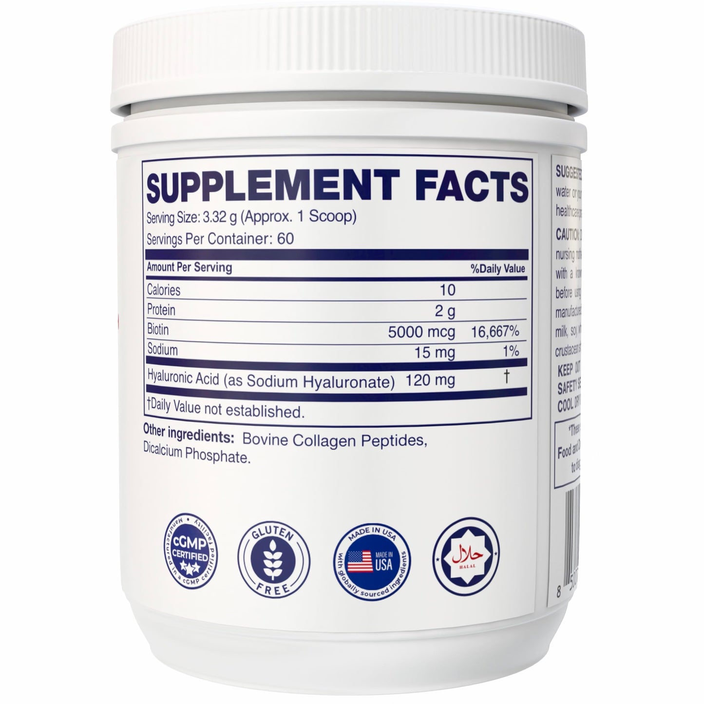 VITA MINE LAB Collagen + Biotin with Hyaluronic Acid Powder, 7.03 Ounce