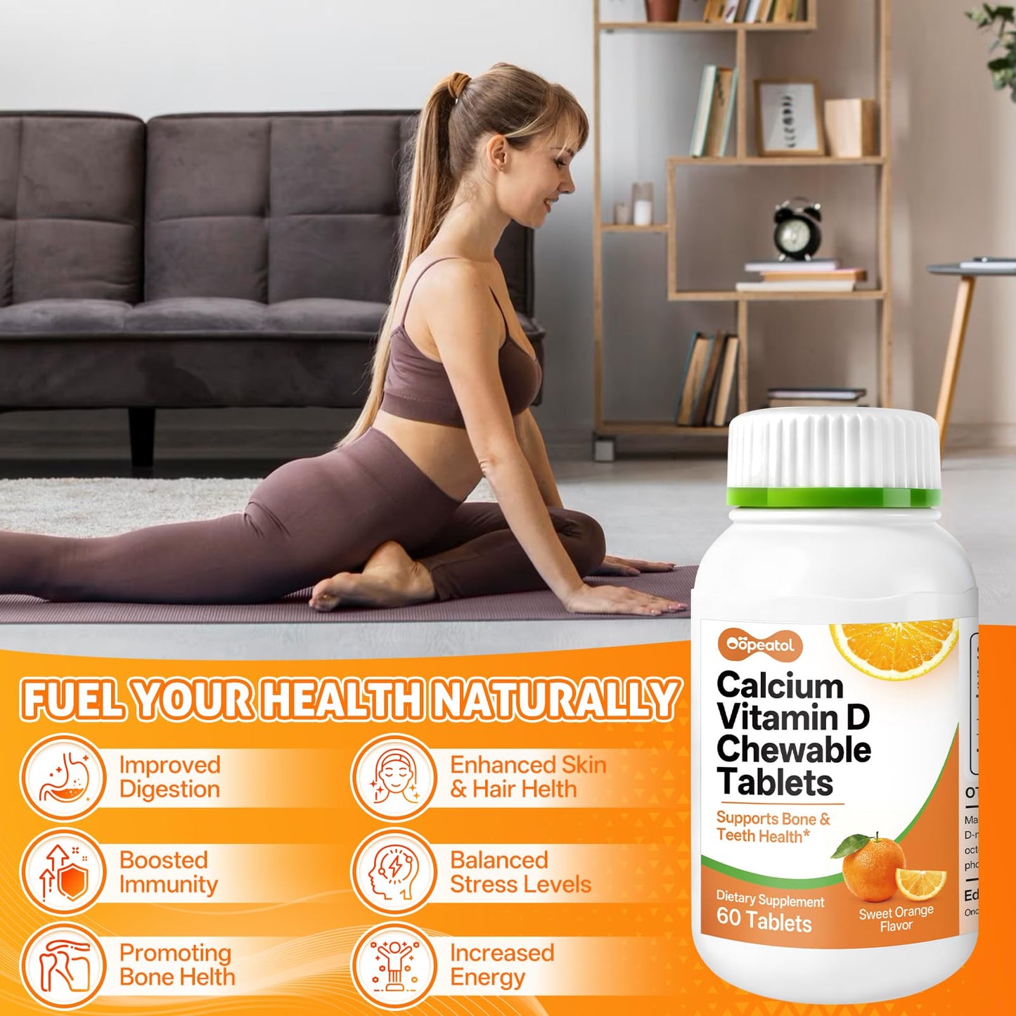 Oopeatol Calcium with Vitamin D3 Chewable 60 Count