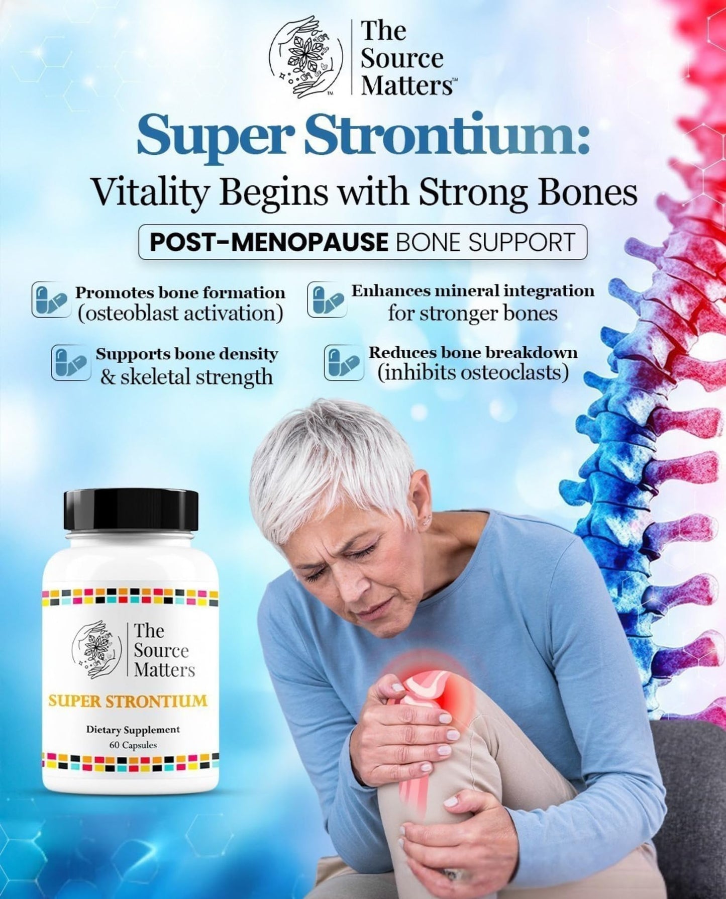 THE SOURCE MATTERS Super Strontium Boost Dietary Supplement Capsules, 60 Count