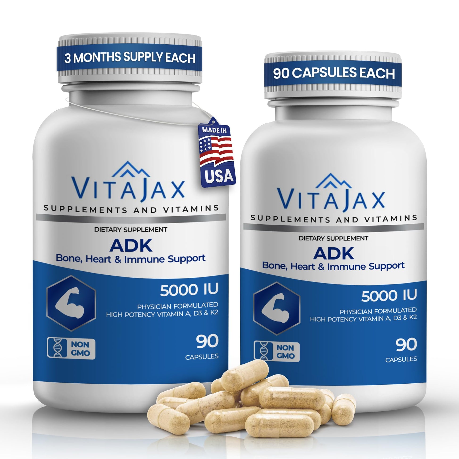 VITAJAX ADK Vitamin A D3 K2 Capsule, 180 Capsules