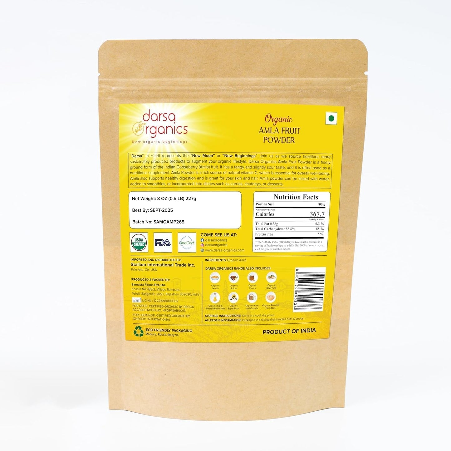 Darsa Organics Amla Powder 8 oz