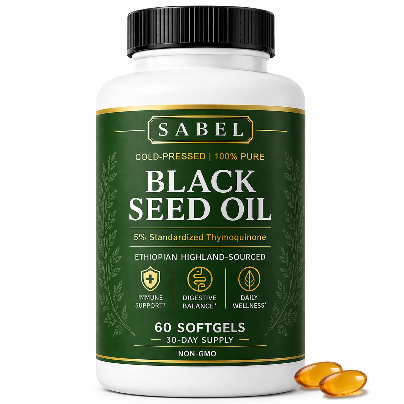 QUZOYU Ethiopian Black Seed Oil Capsules, 60 Count