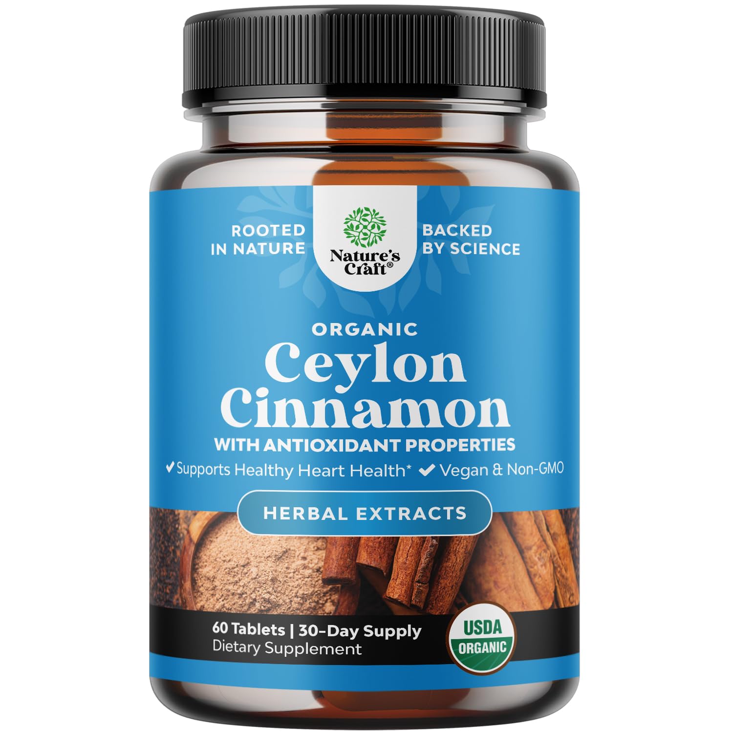 Natures Craft Organic Ceylon Cinnamon Extract Tablets 1000mg, 60 Tablets