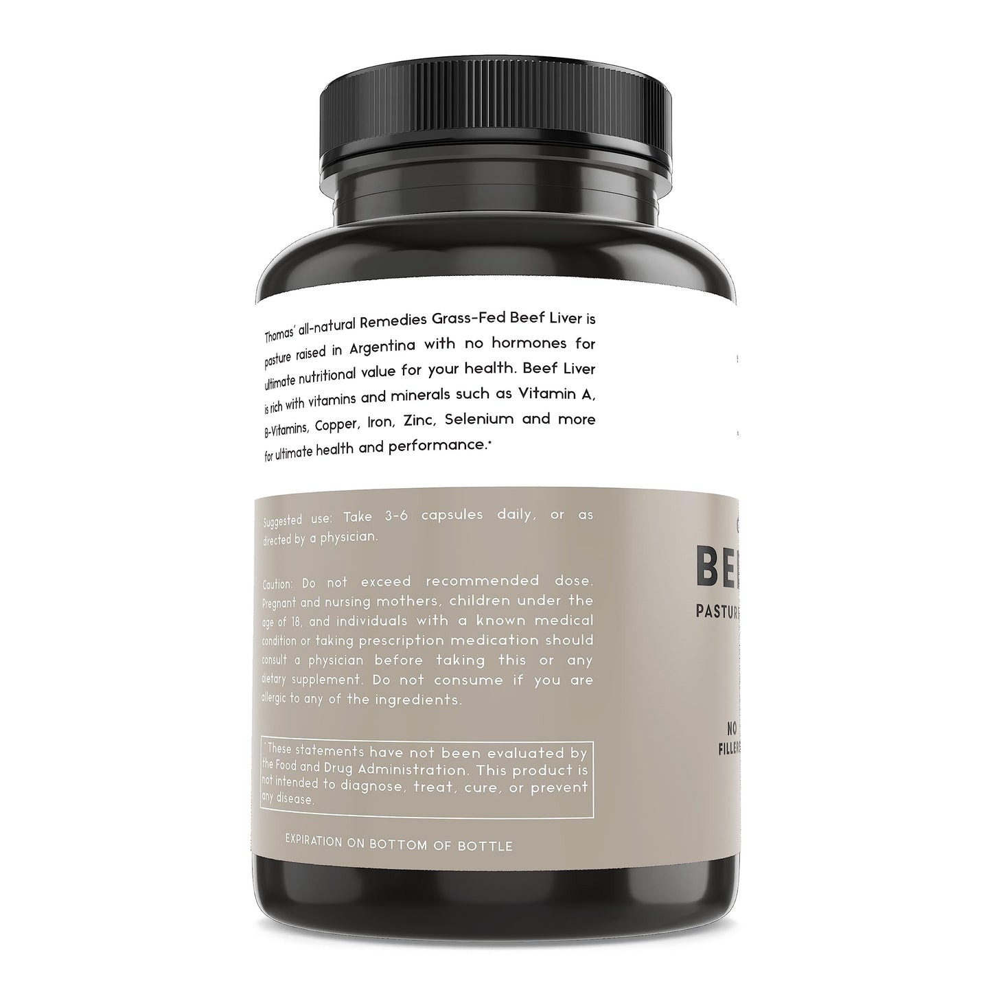 Thomas' all-natural Remedies Grassfed Beef Liver Supplement Capsules, 180 Count