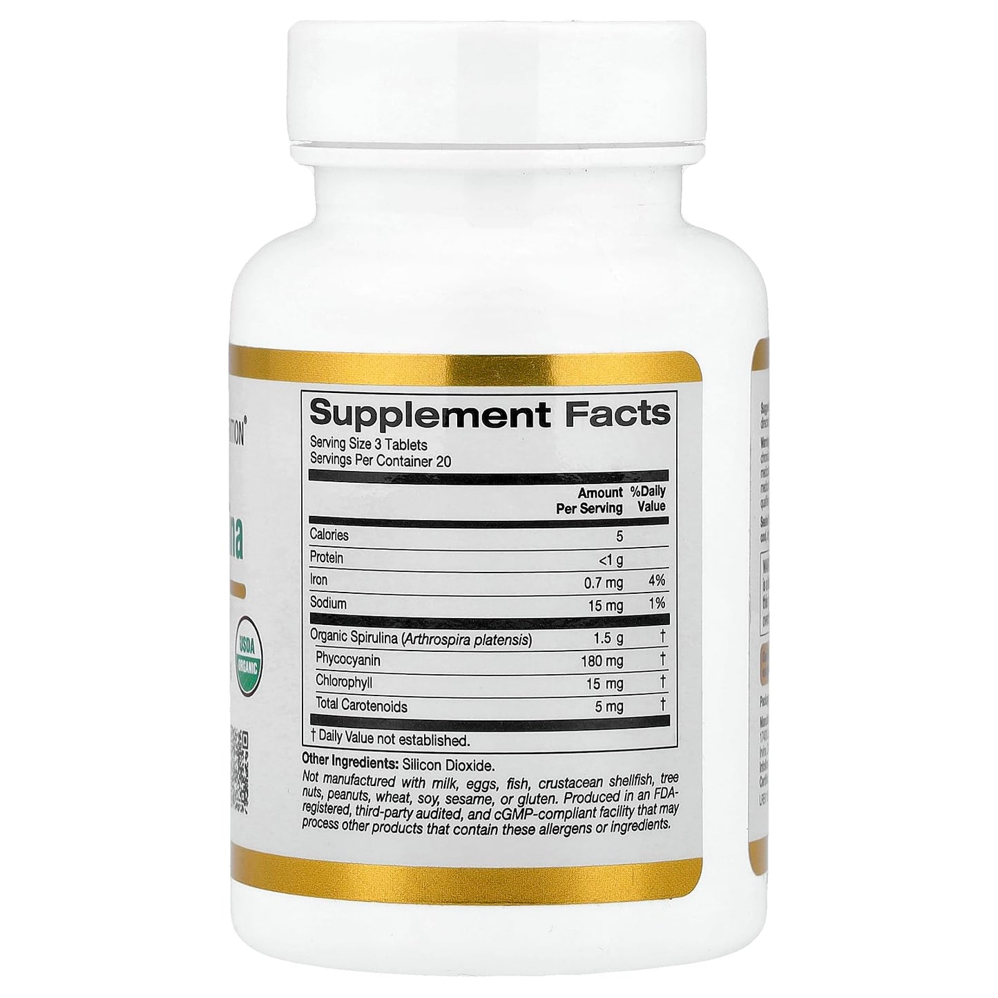 California Gold Nutrition Organic Spirulina Supplement Tablets, 60 Count