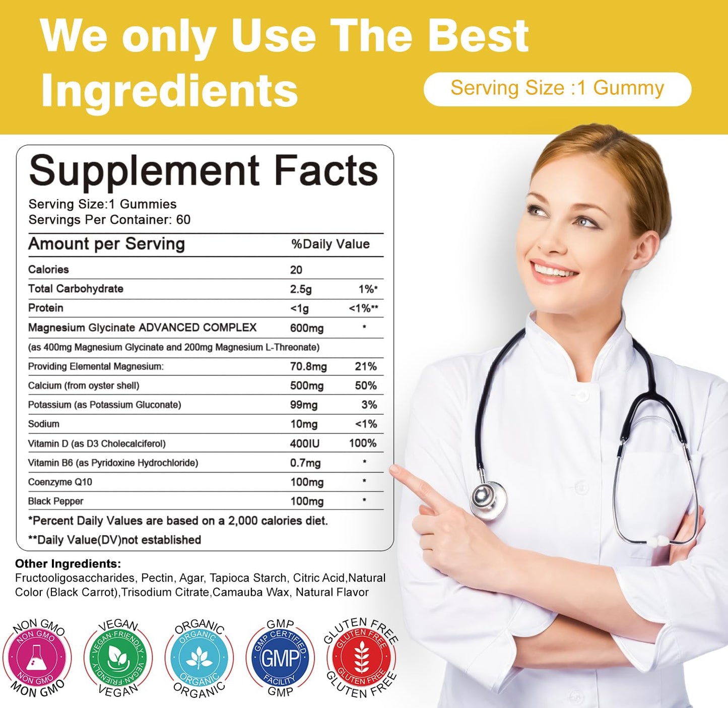 sudrolove Magnesium Glycinate Gummies 600mg per Serving, 120 Count