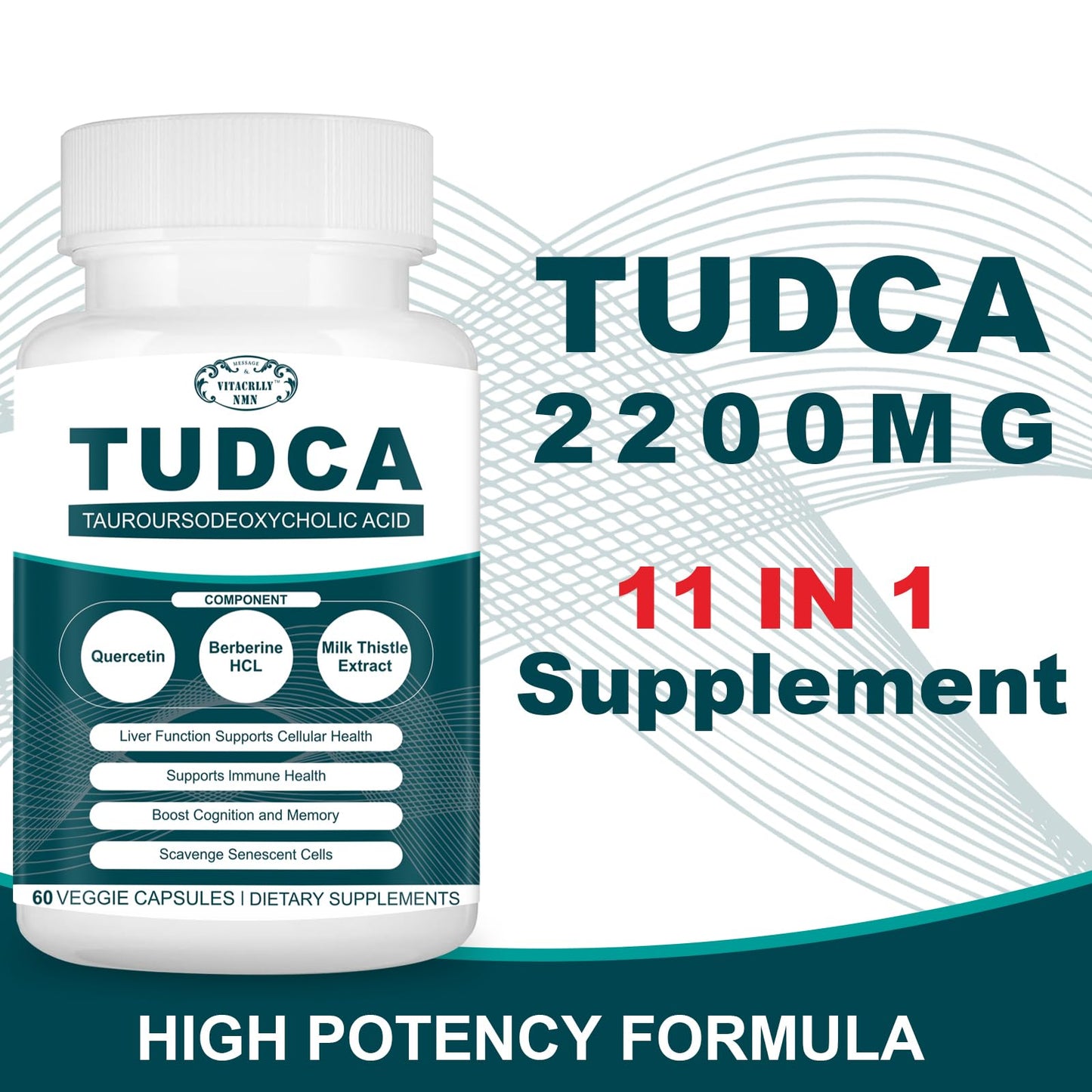 VITACRLLYNMN 2200MG TUDCA Liver Supplements 180 Capsules
