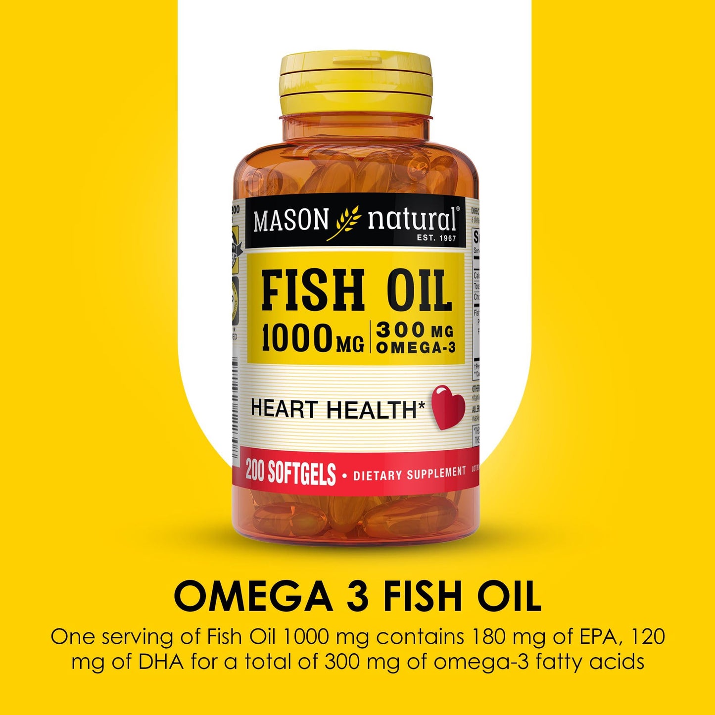 MASON NATURAL Omega-3 Fish Oil Softgel 200 Count