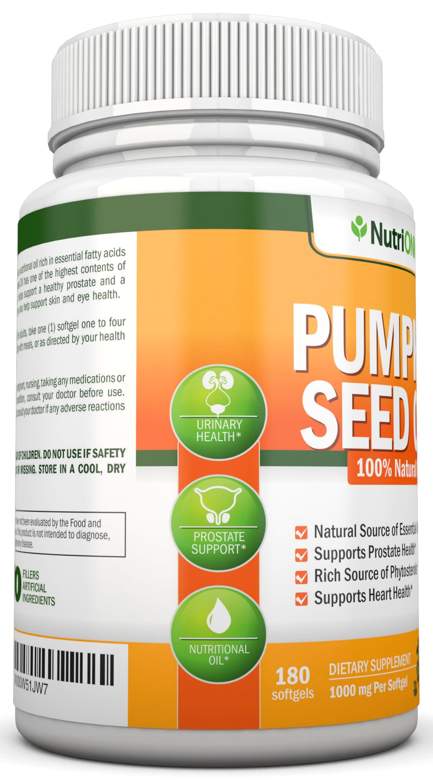 NutriONN Pumpkin Seed Oil 1000mg Softgels 180