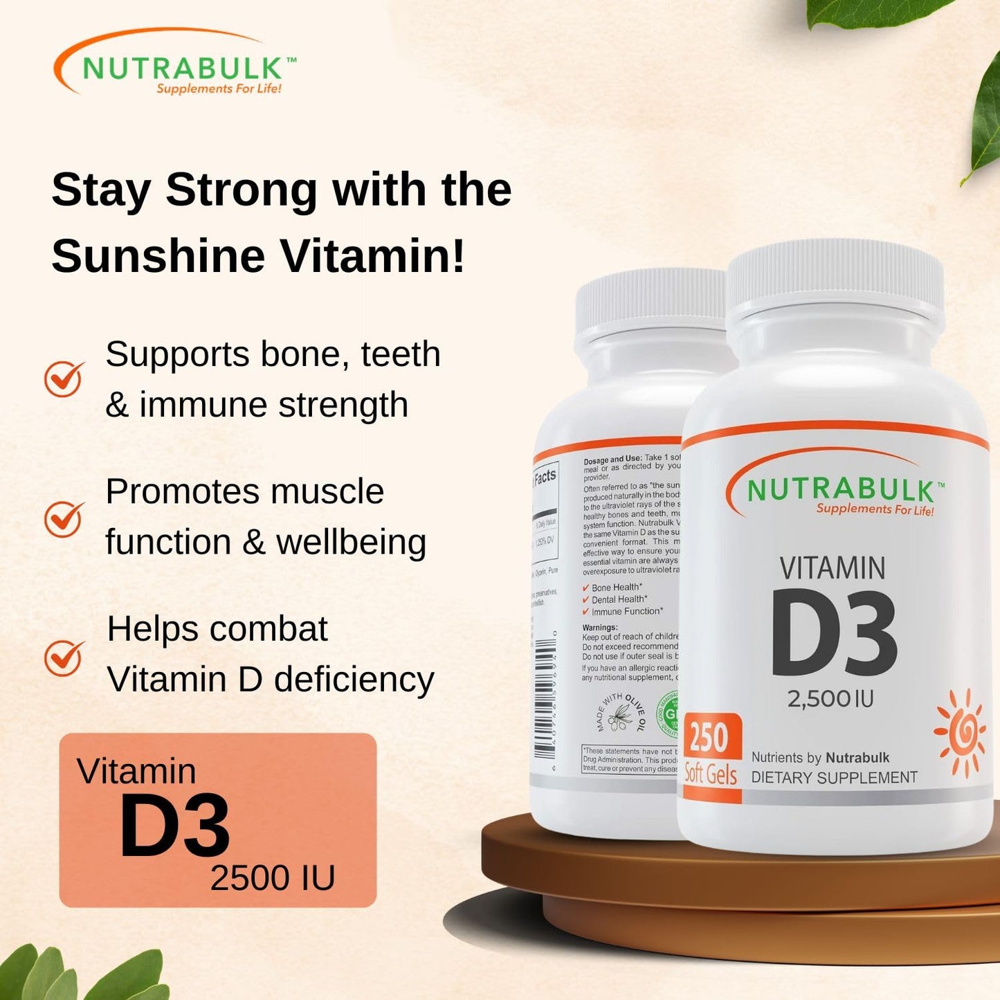 NutraBulk Vitamin D3 2500 IU Capsule, 250 Count