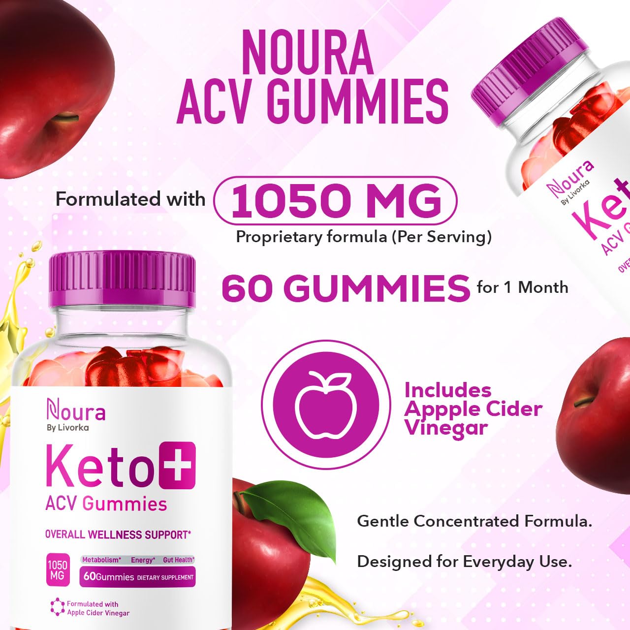 LIVORKA Noura Keto ACV Gummies, 60 Count