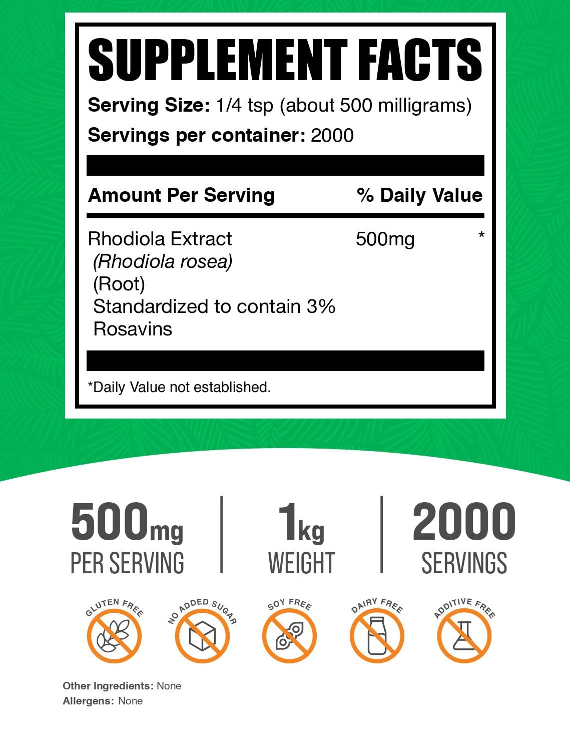 BulkSupplements Rhodiola Rosea Extract Powder 3% Rosavin, Rhodiola Root Extract, Vegan & Gluten Free, 35.3 oz