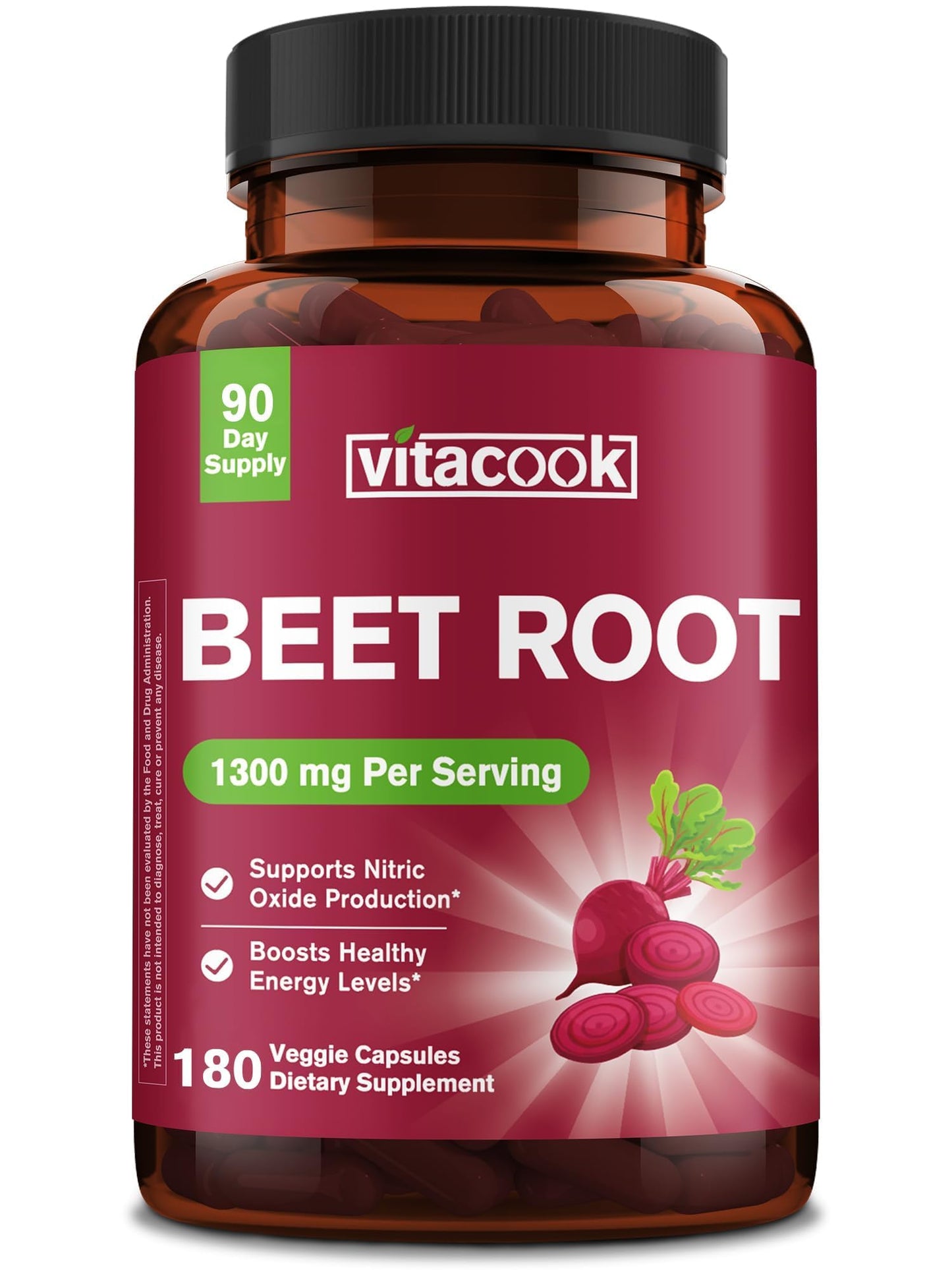 Vitacook Beet Root Capsules, 1300mg Per Serving, 180 Capsules