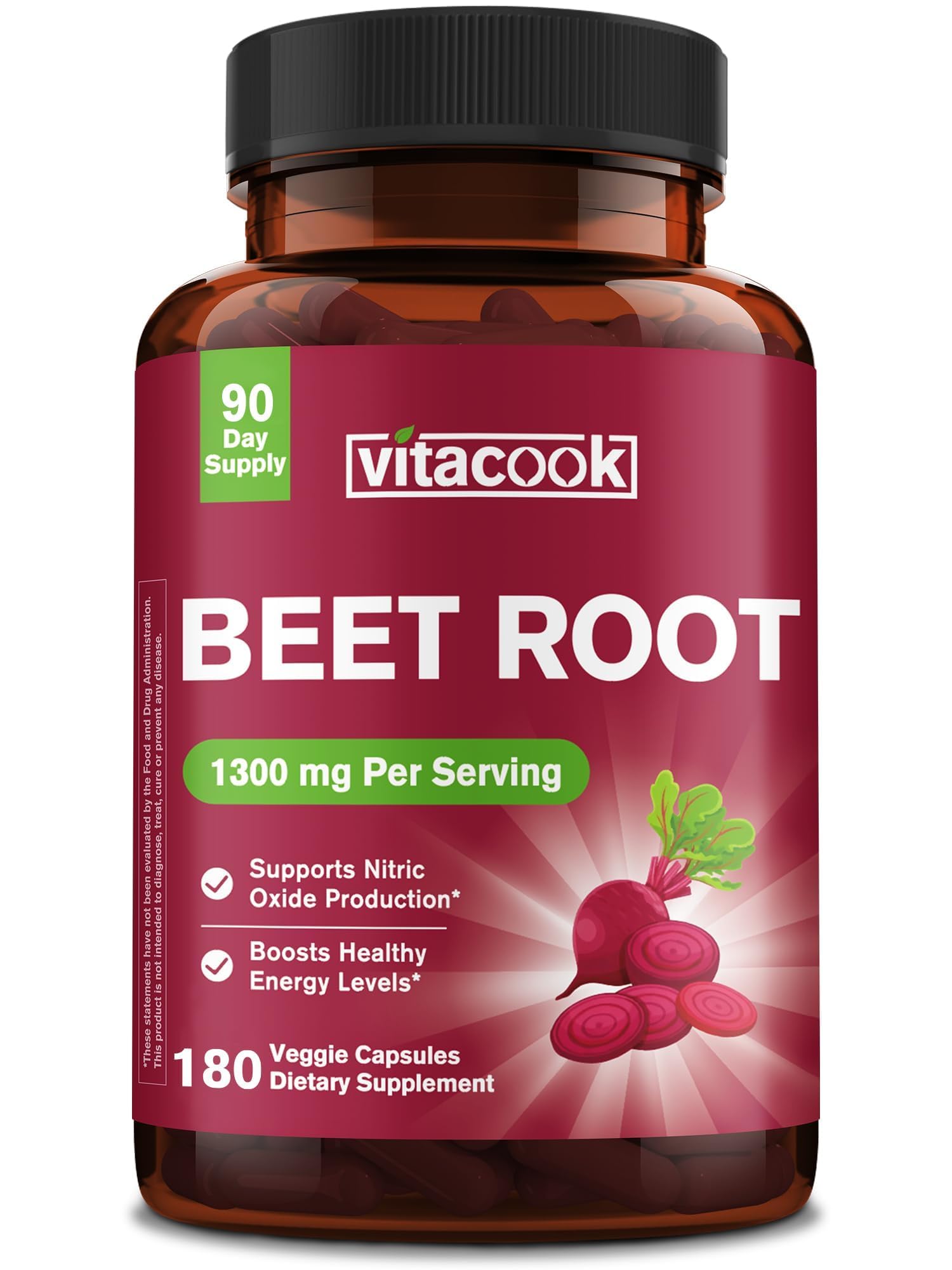 Vitacook Beet Root Capsules, 1300mg Per Serving, 180 Capsules
