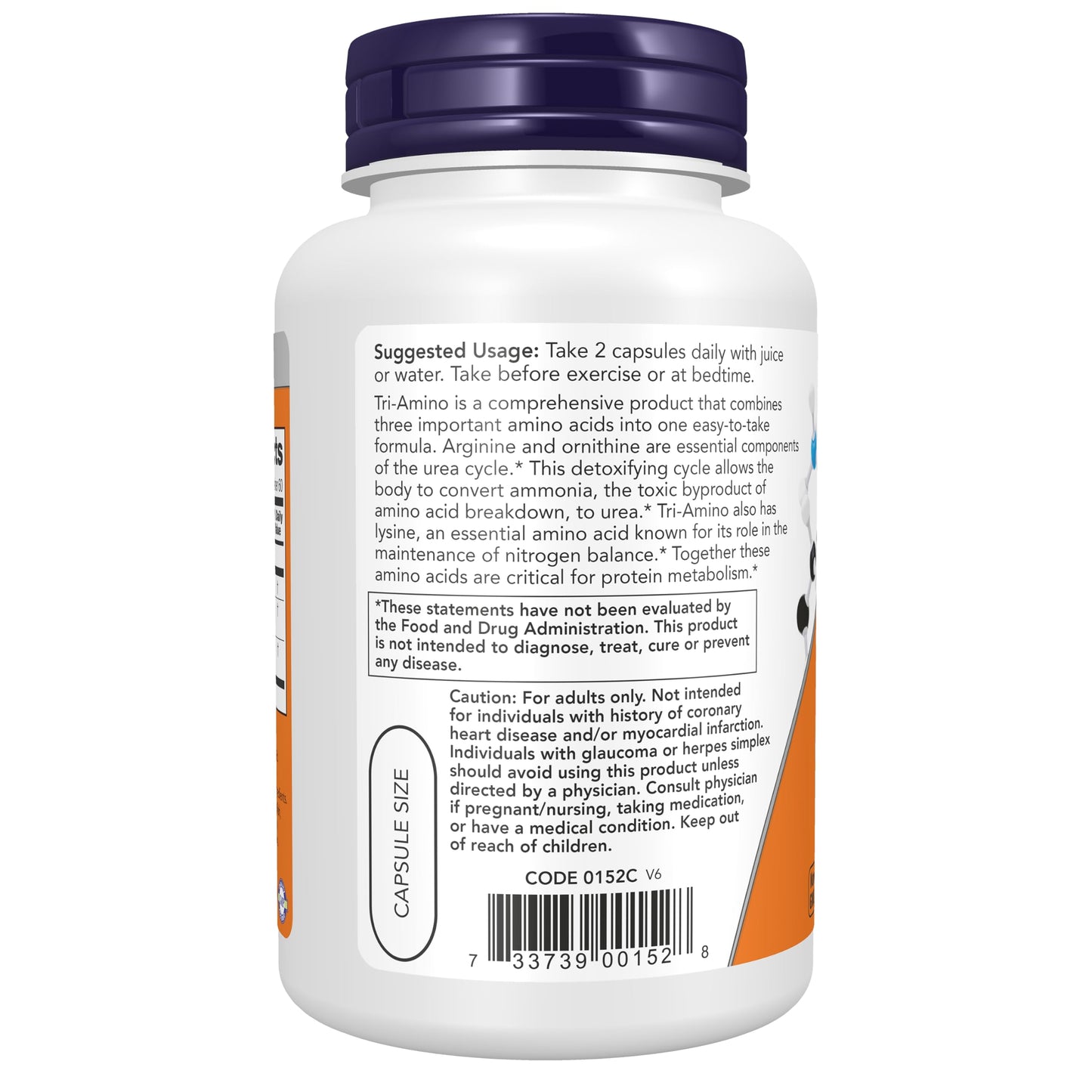 NOW Foods Tri-Amino with L-Arginine, L-Ornithine, L-Lysine, 120 Capsules
