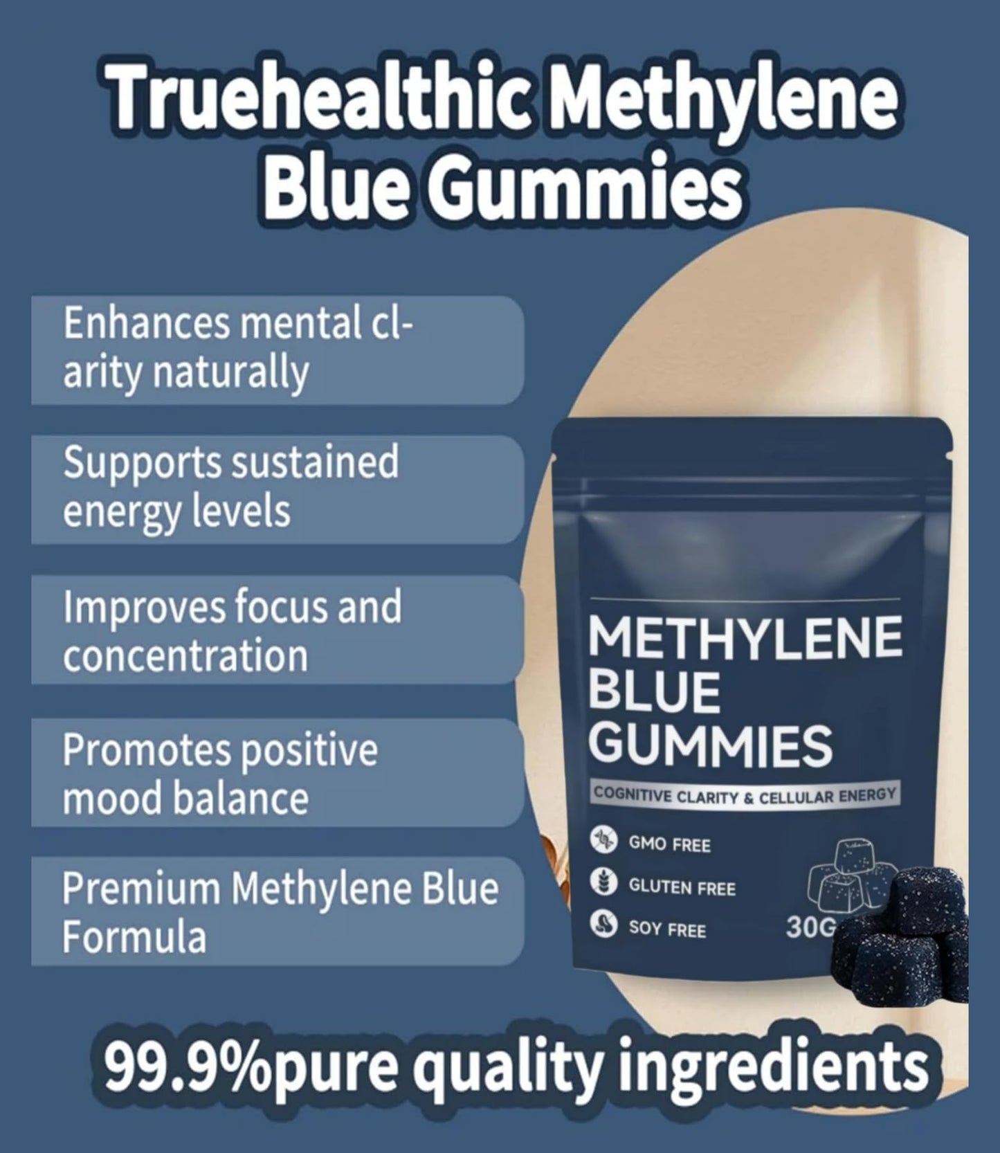 CLNXMT Methylene Blue Gummies, 30-Count