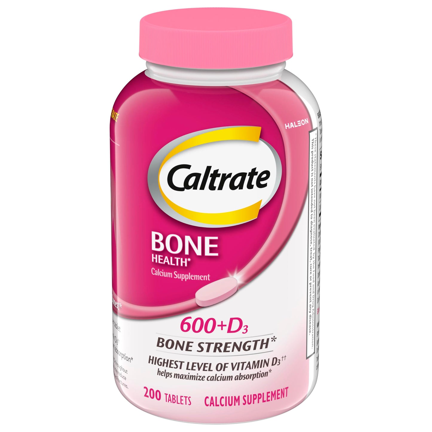 Caltrate 600 Plus D3 Vitamin D and Calcium Supplement Tablets, 200 Count