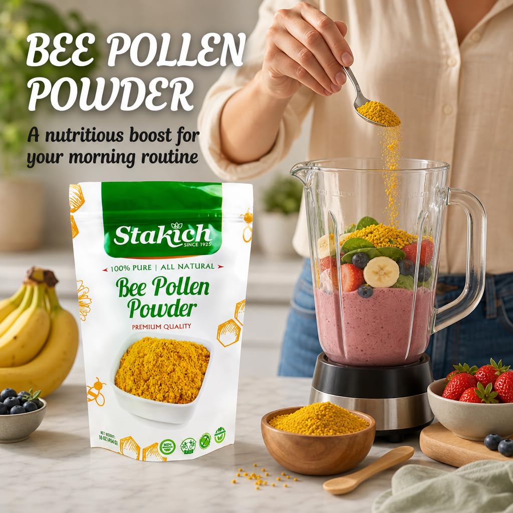 Stakich Bee Pollen Powder 16 oz