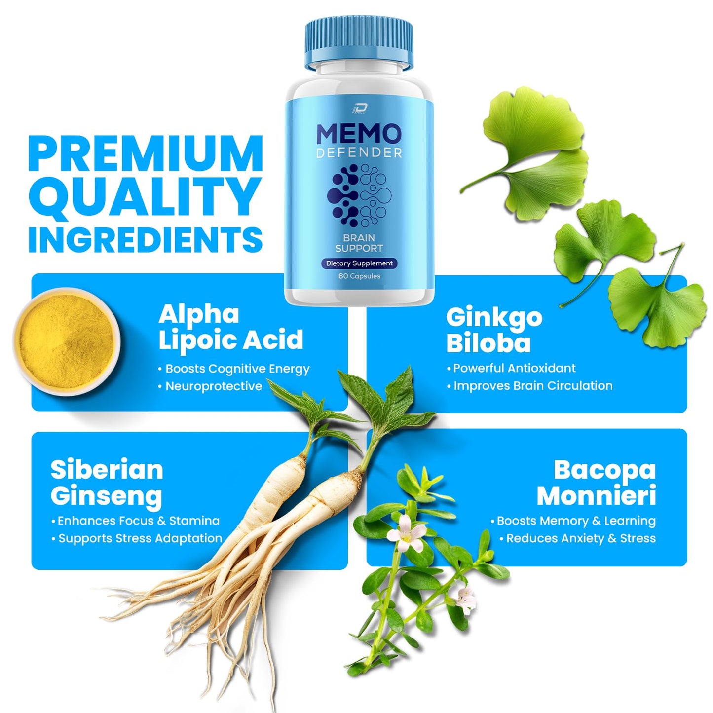 Indelo Memo Defender Brain Supplement Capsules, 120 Capsules