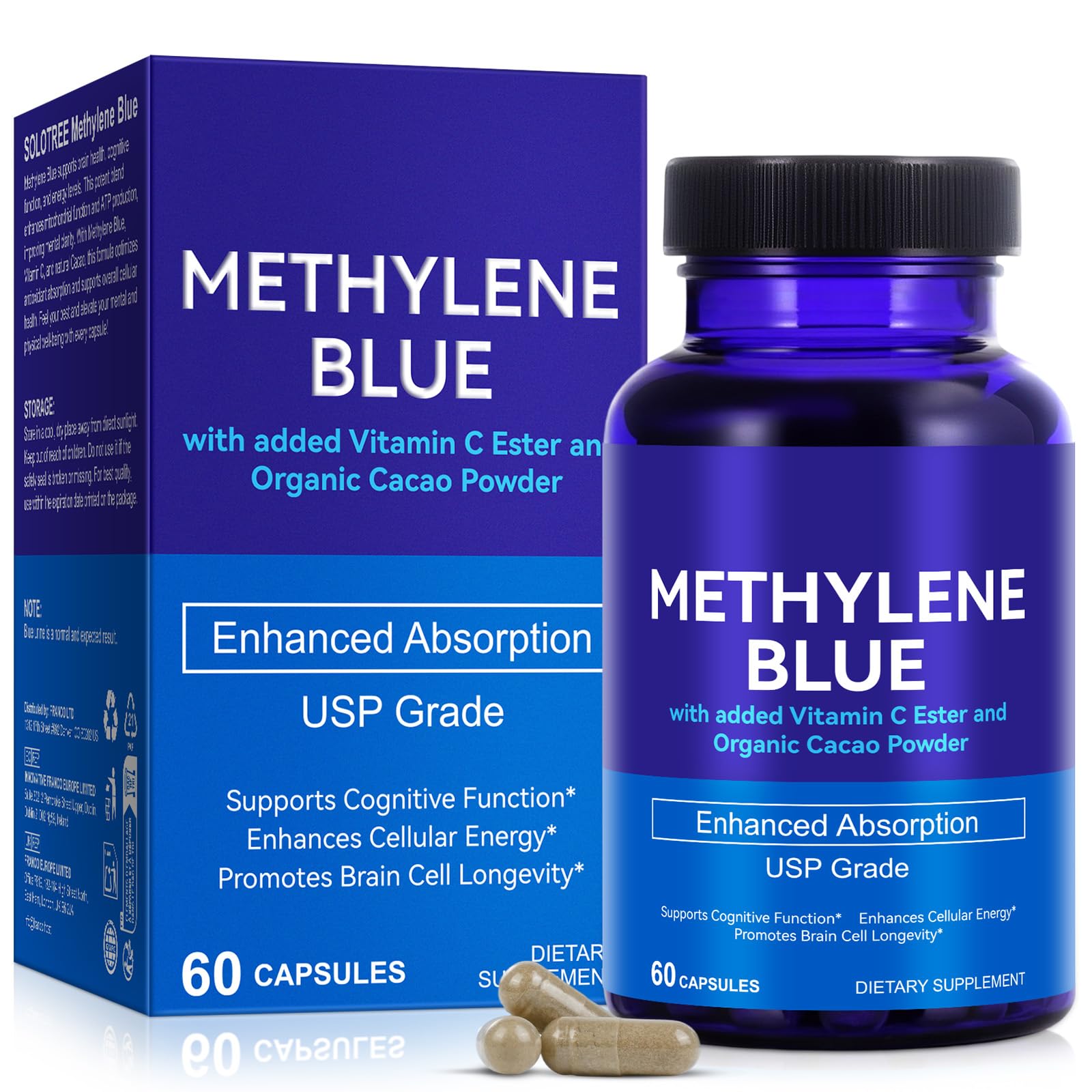 YEMFGQOE Methylene Blue Pharmaceutical Grade Supplement, 60 Capsules