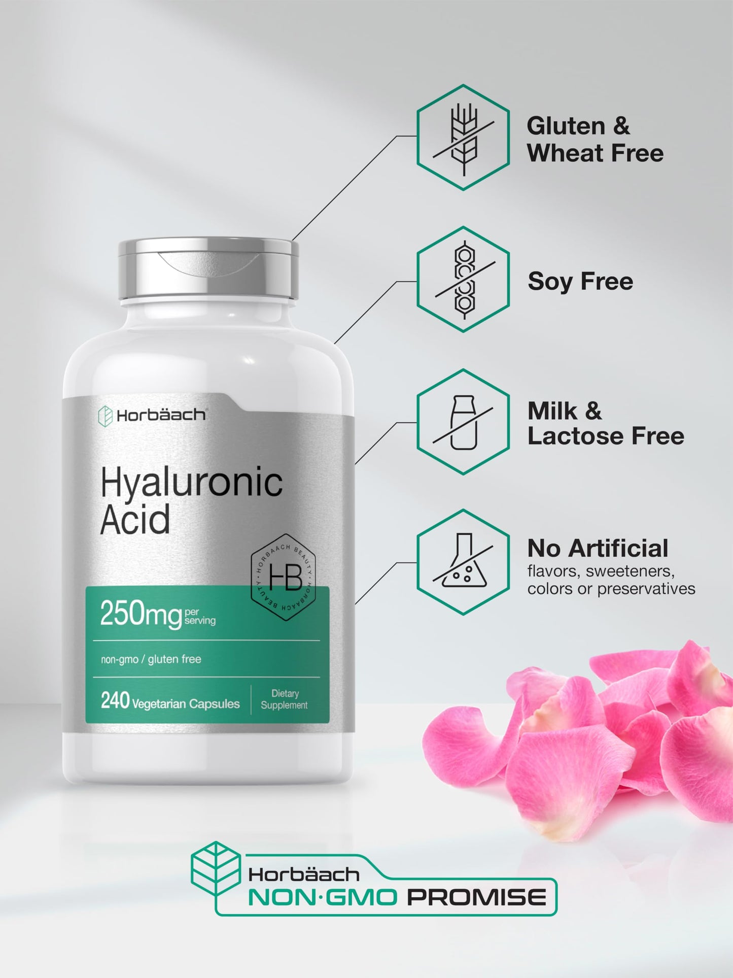 Horbäach Hyaluronic Acid Capsules 250 mg, 240 Count