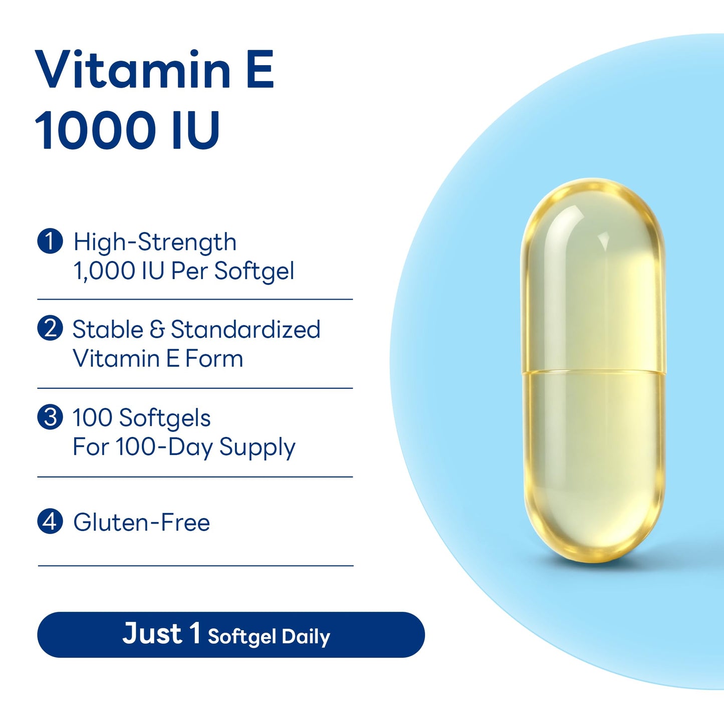 Vitamin World Vitamin E 1000 IU Softgels, 100 Count