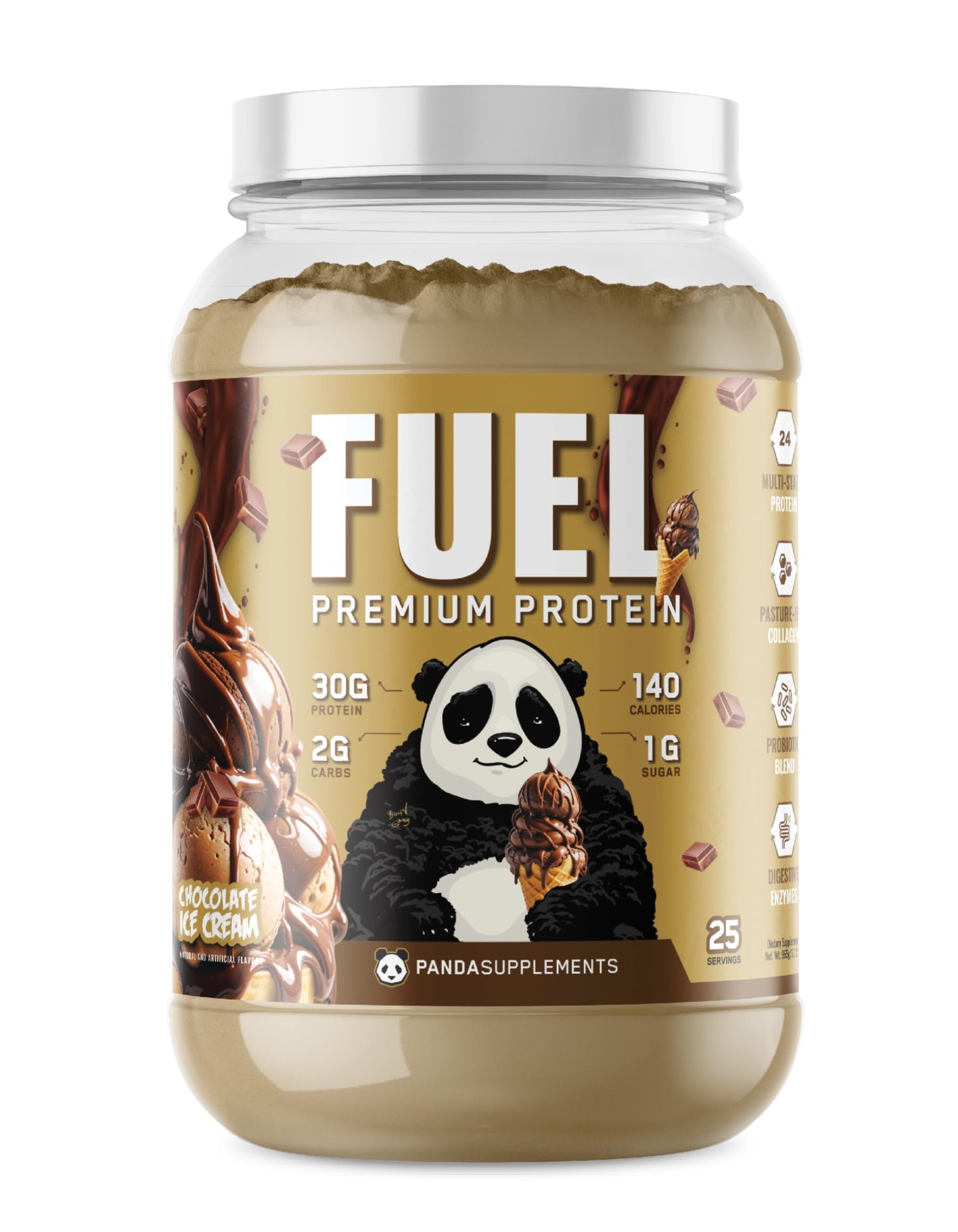 Underground Bio Labs Panda Fuel Premium Whey Protein Powder, 40 Servings, 2.5 lb, Chocolate Ice Cream flavor