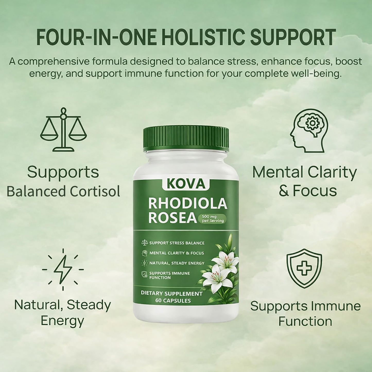 wuliao KOVA Rhodiola Rosea Capsules, 60 Capsules