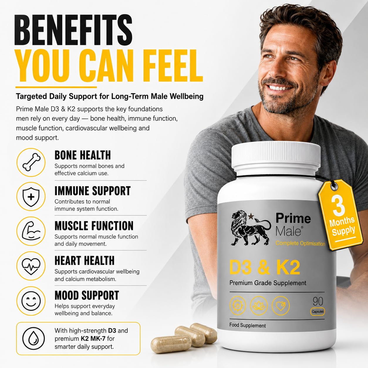 Prime Male D3 & K2 Capsule, 1 Count