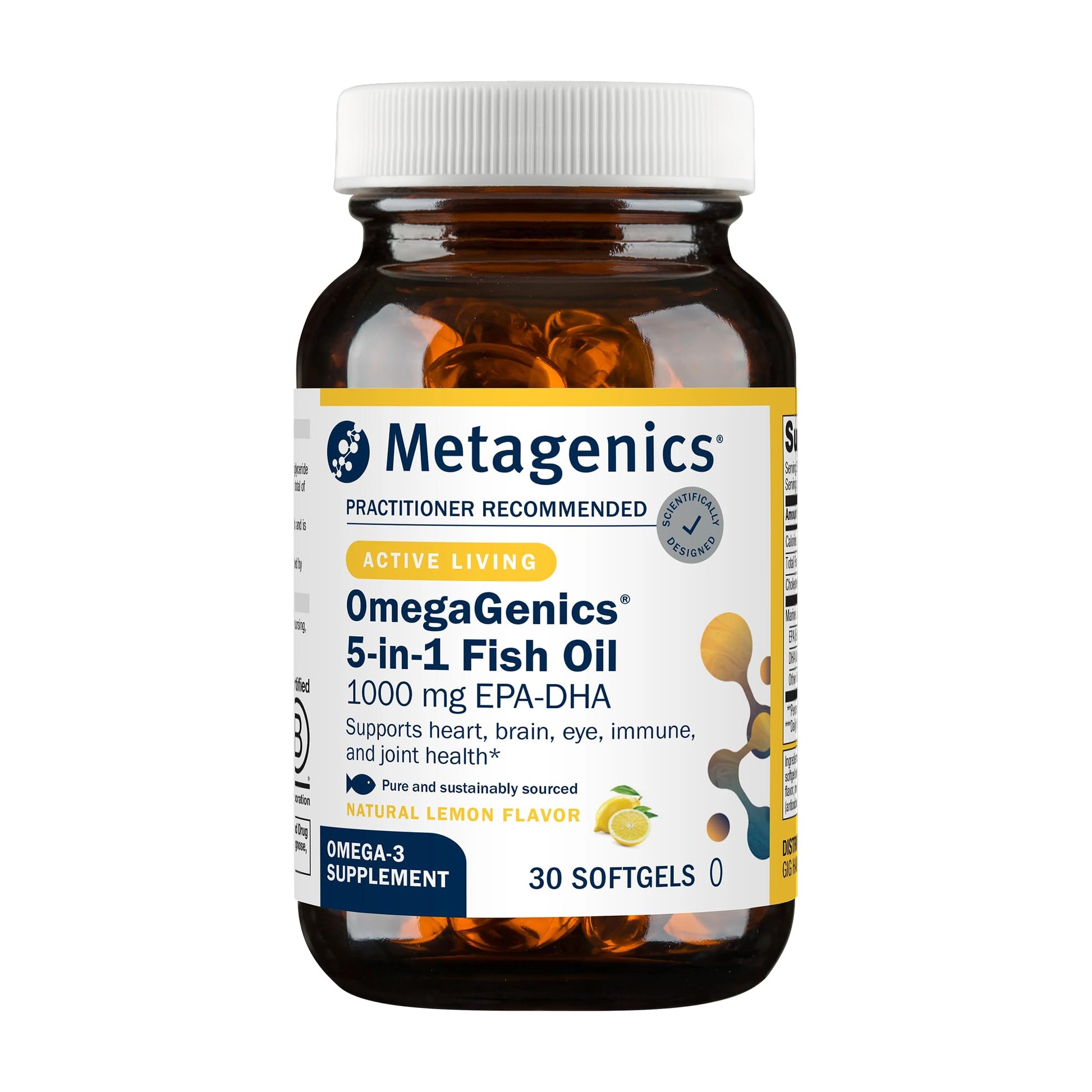 Metagenics OmegaGenics EPA-DHA 1000 mg High Potency Omega-3 Fish Oil Supplement for Heart, Brain & Joint Health Softgels 30