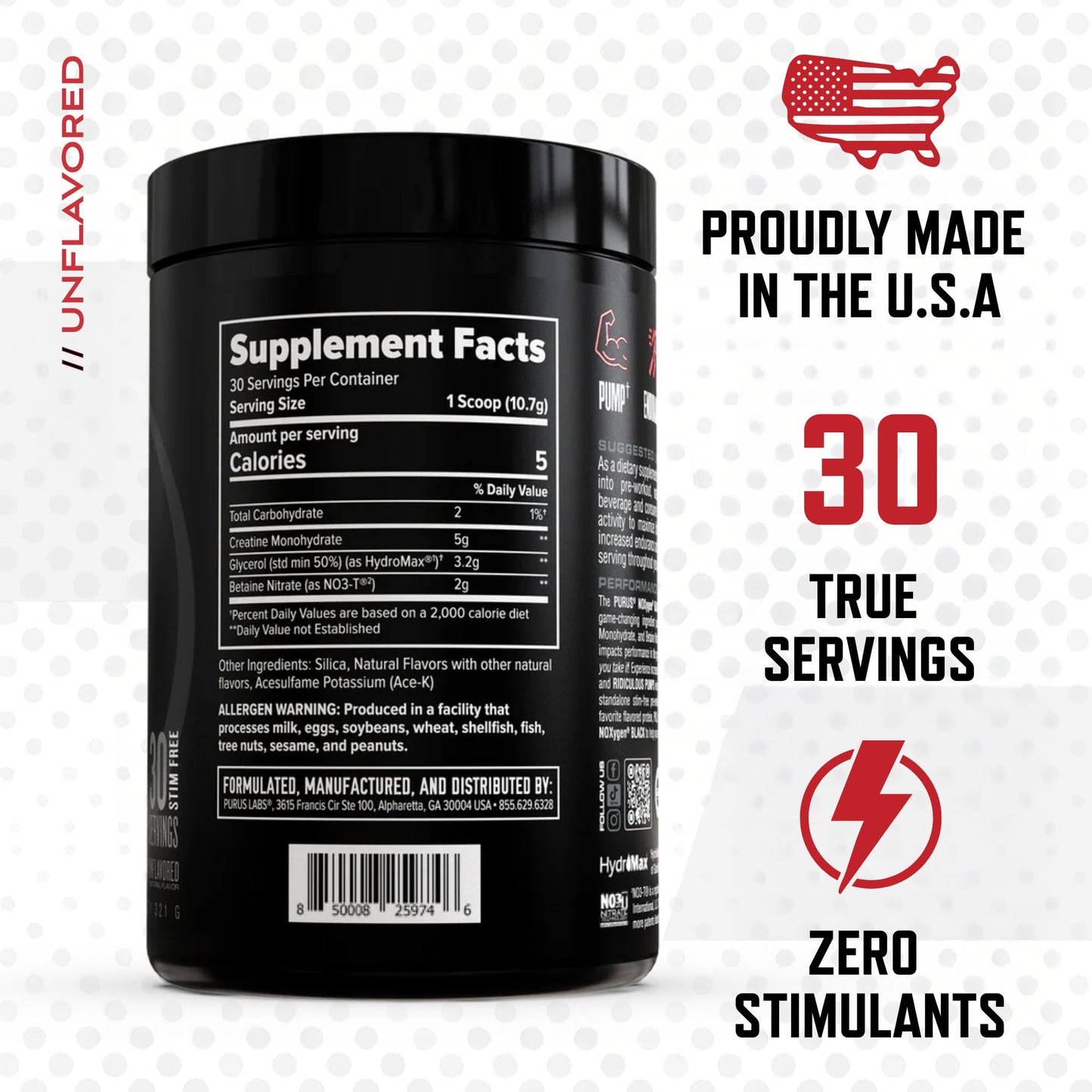 Purus Labs NOXygen Black Powder Pre-Workout Accelerator 11.3 Ounces