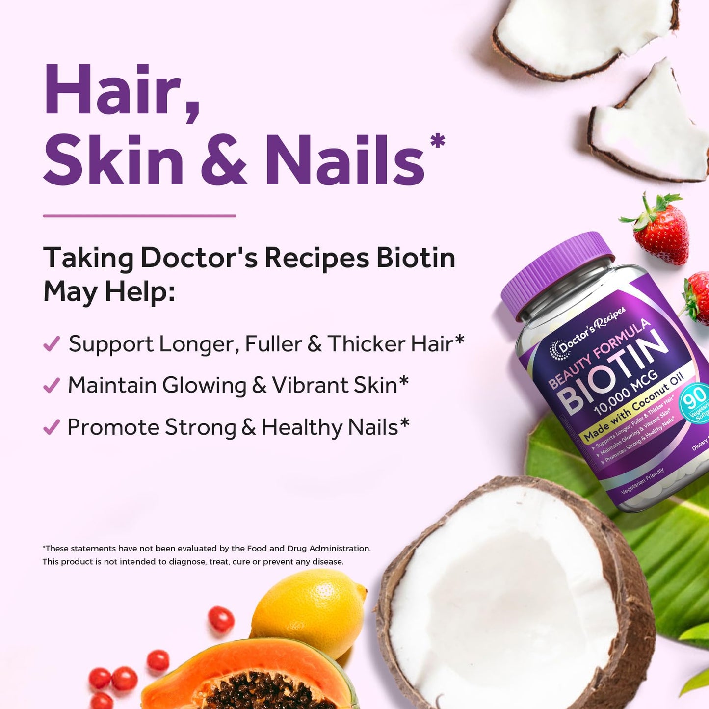 Doctor's Recipes Biotin 10,000 mcg Softgels 90 Count