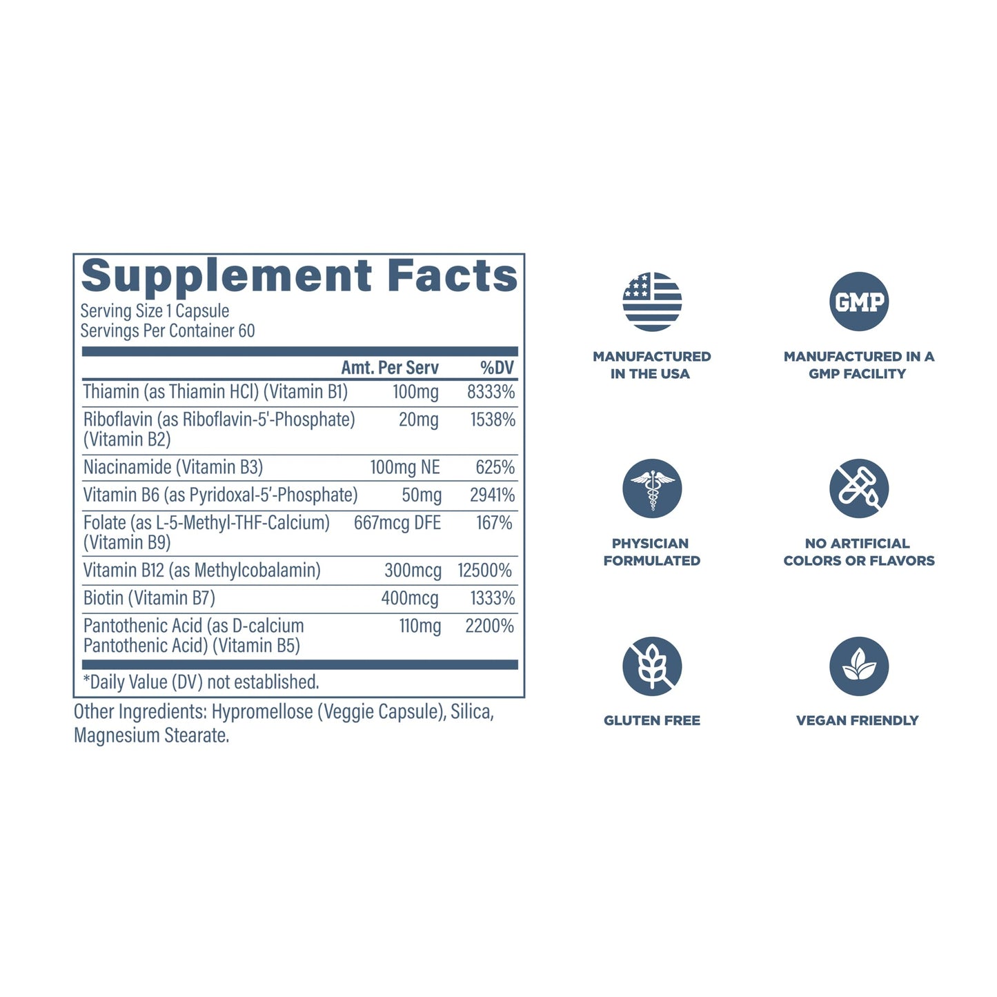 Revive Vitamin B Complex Capsules, 60 Count