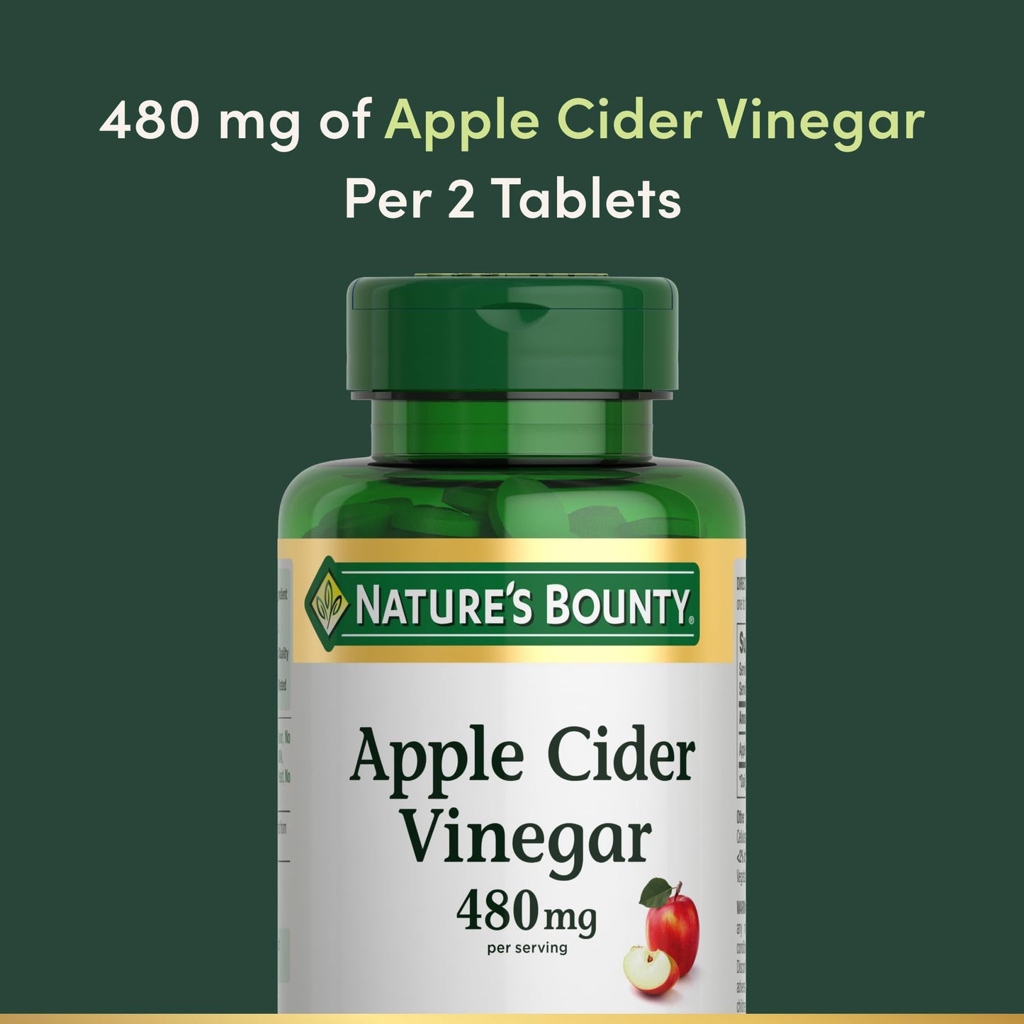 Nature's Bounty Apple Cider Vinegar 480mg Tablets, 200 Tablets