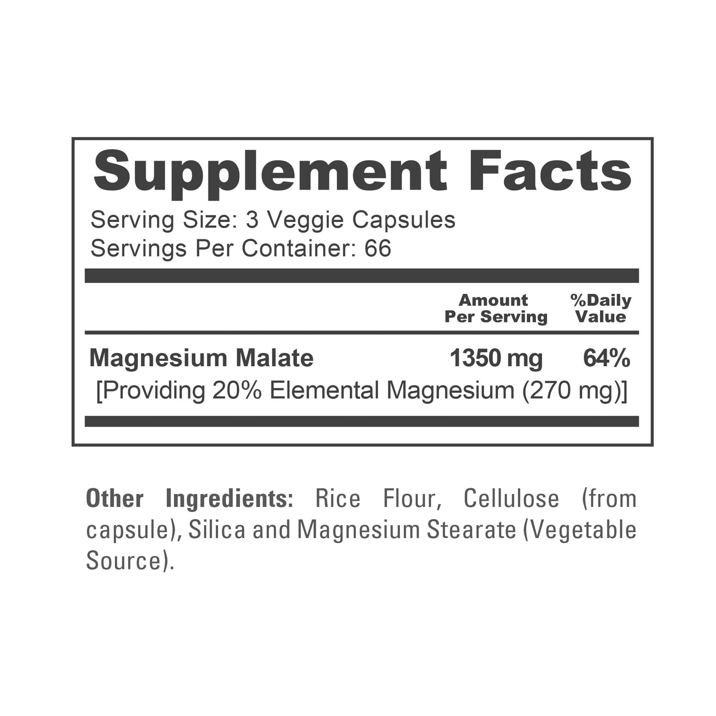 NusaPure Magnesium Malate, Non-GMO, Vegan, 1350mg, 200 Capsules
