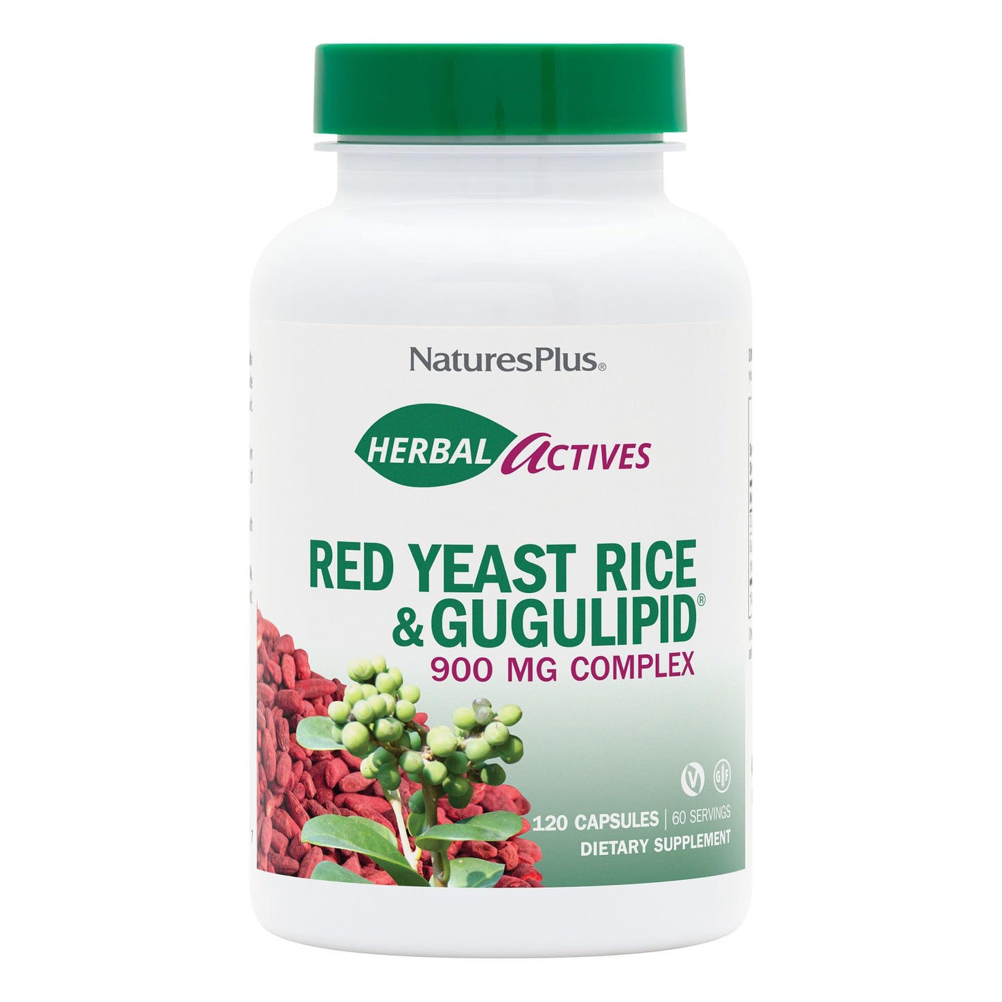 NaturesPlus Herbal Actives Red Yeast Rice & Gugulipid Capsules 120 Count