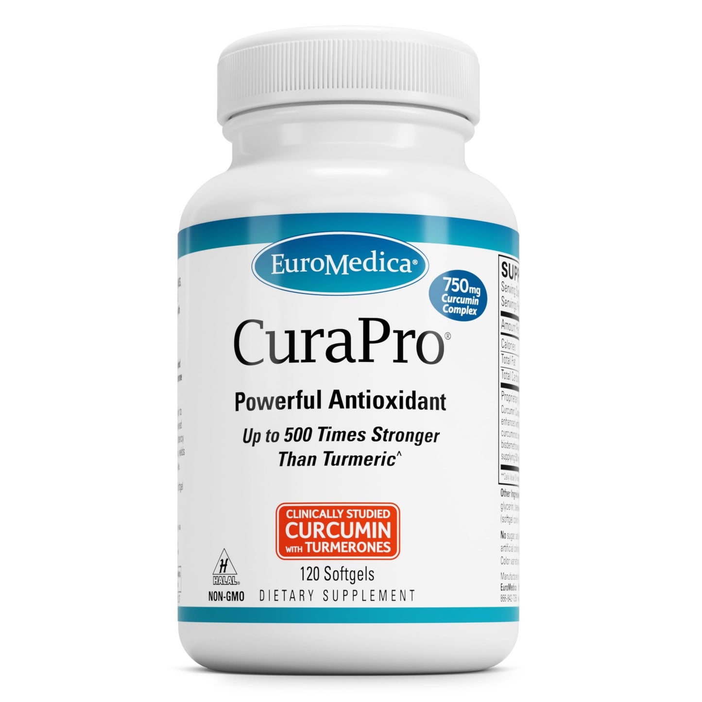 EuroMedica CuraPro 750 mg Brain & Heart Health Support Softgel 120 Count