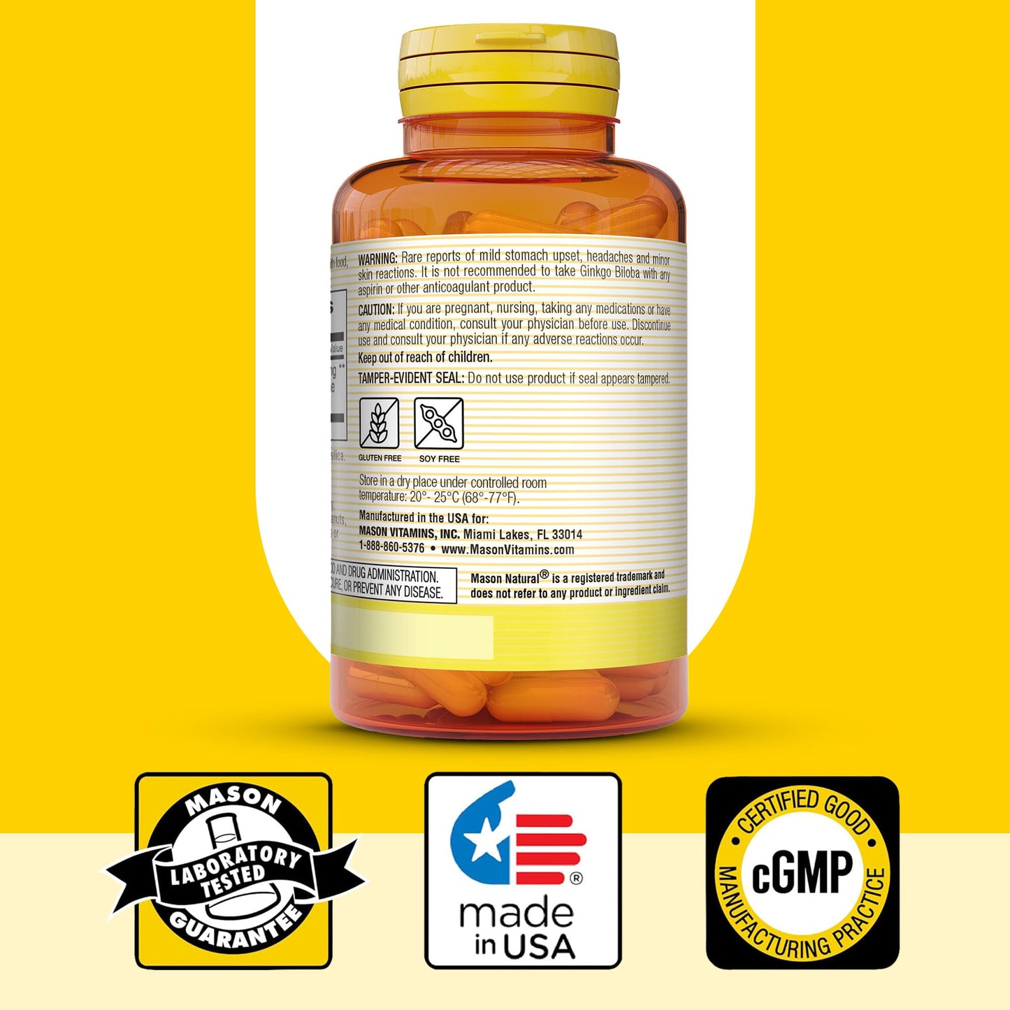 Mason Natural Ginkgo Biloba Capsule, 60 Count