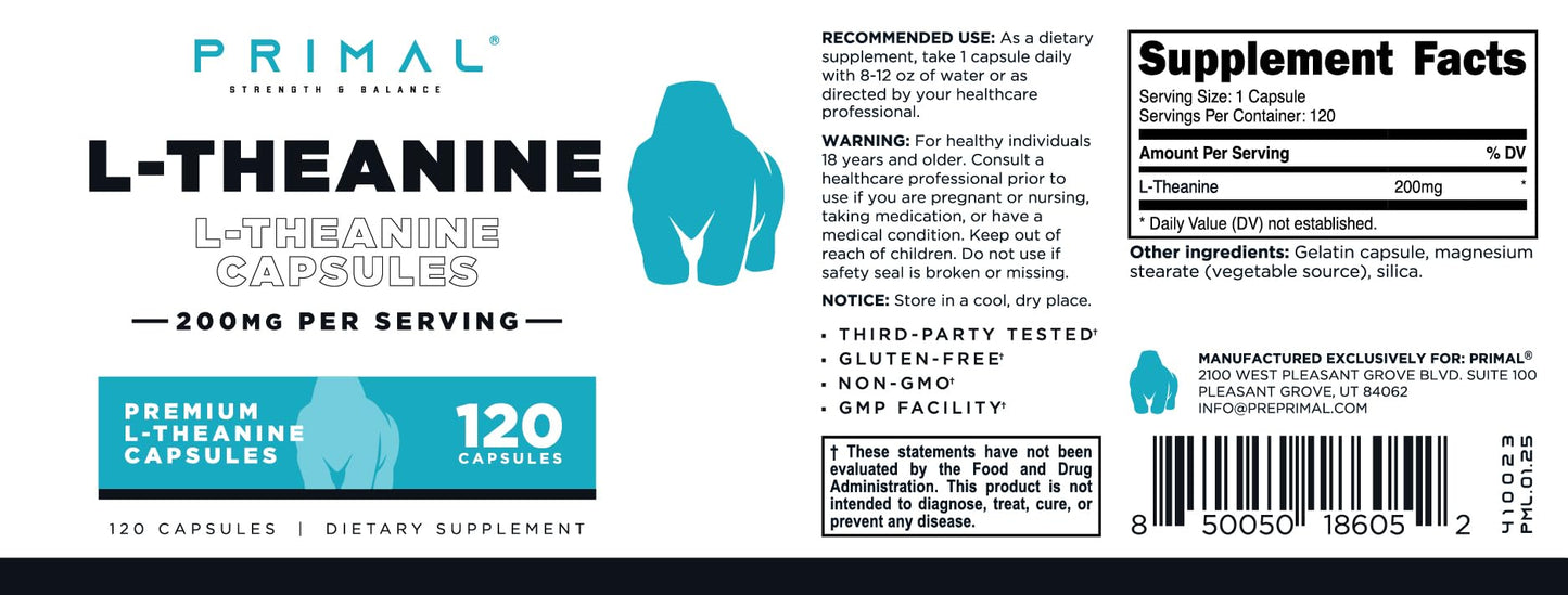 Primal L-Theanine Capsules 120 Capsules