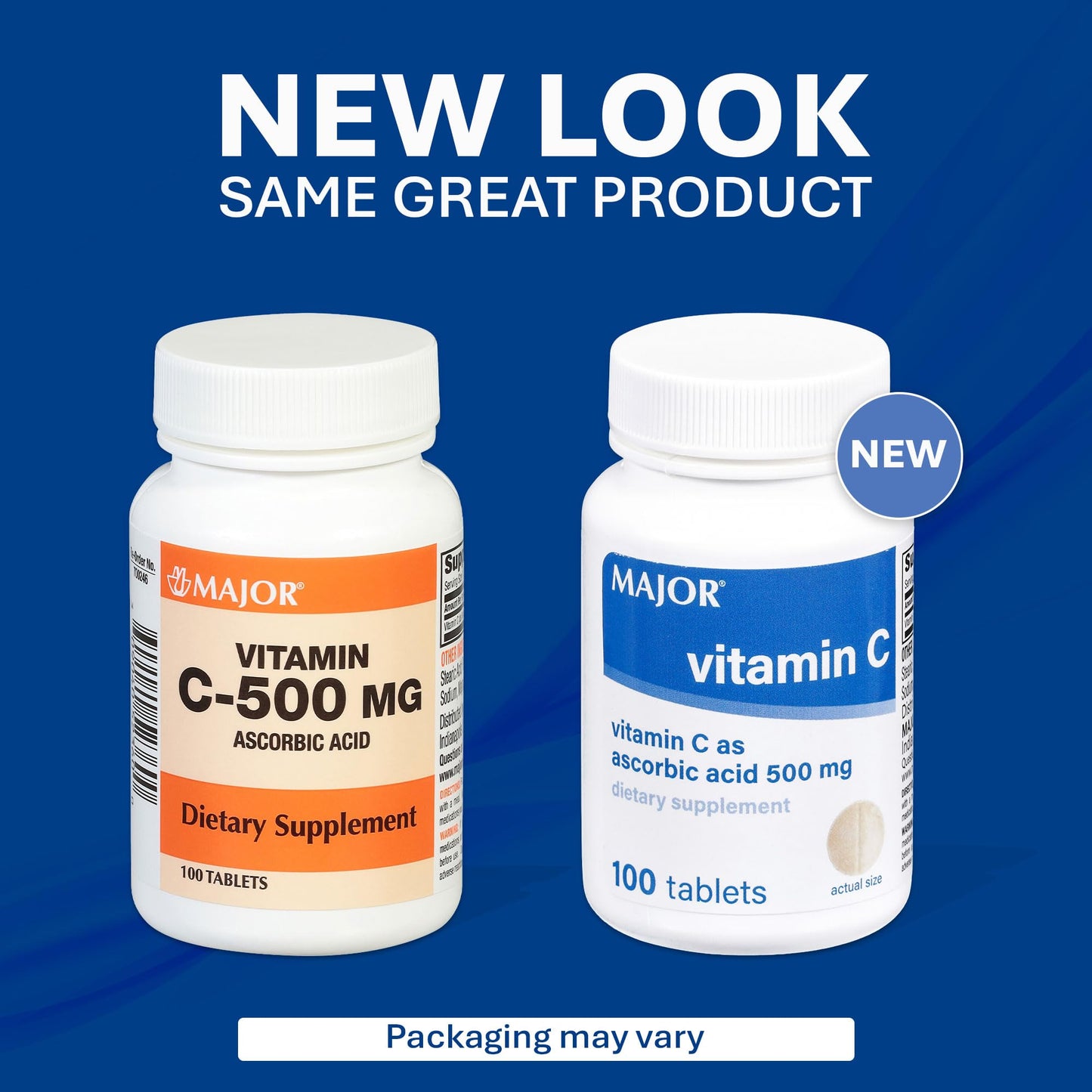 MAJOR Vitamin C-500 mg Ascorbic Acid Tablets, 100 Tablets