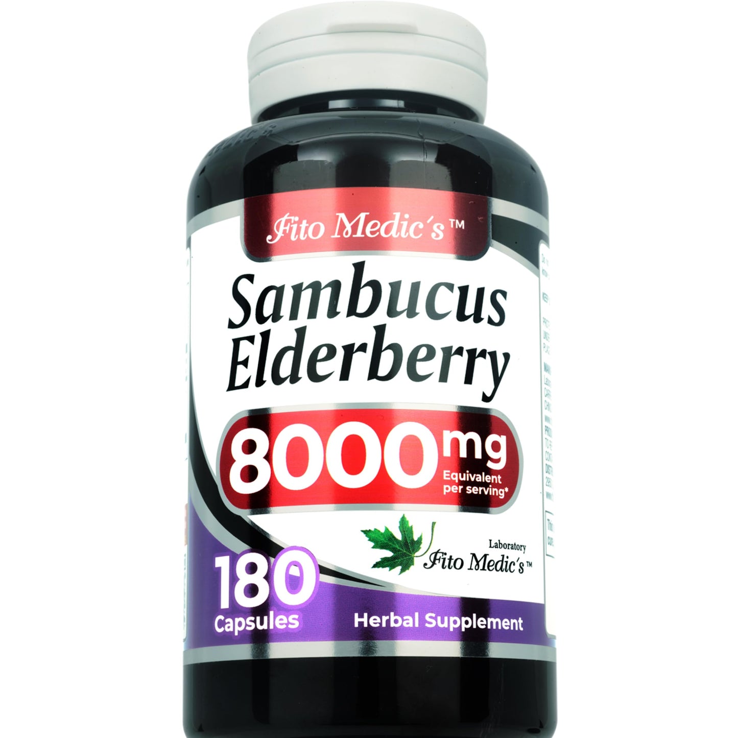 FITO MEDIC'S Lab Elderberry Supplement Sambucus Black Elderberry Capsules, 180 Capsules