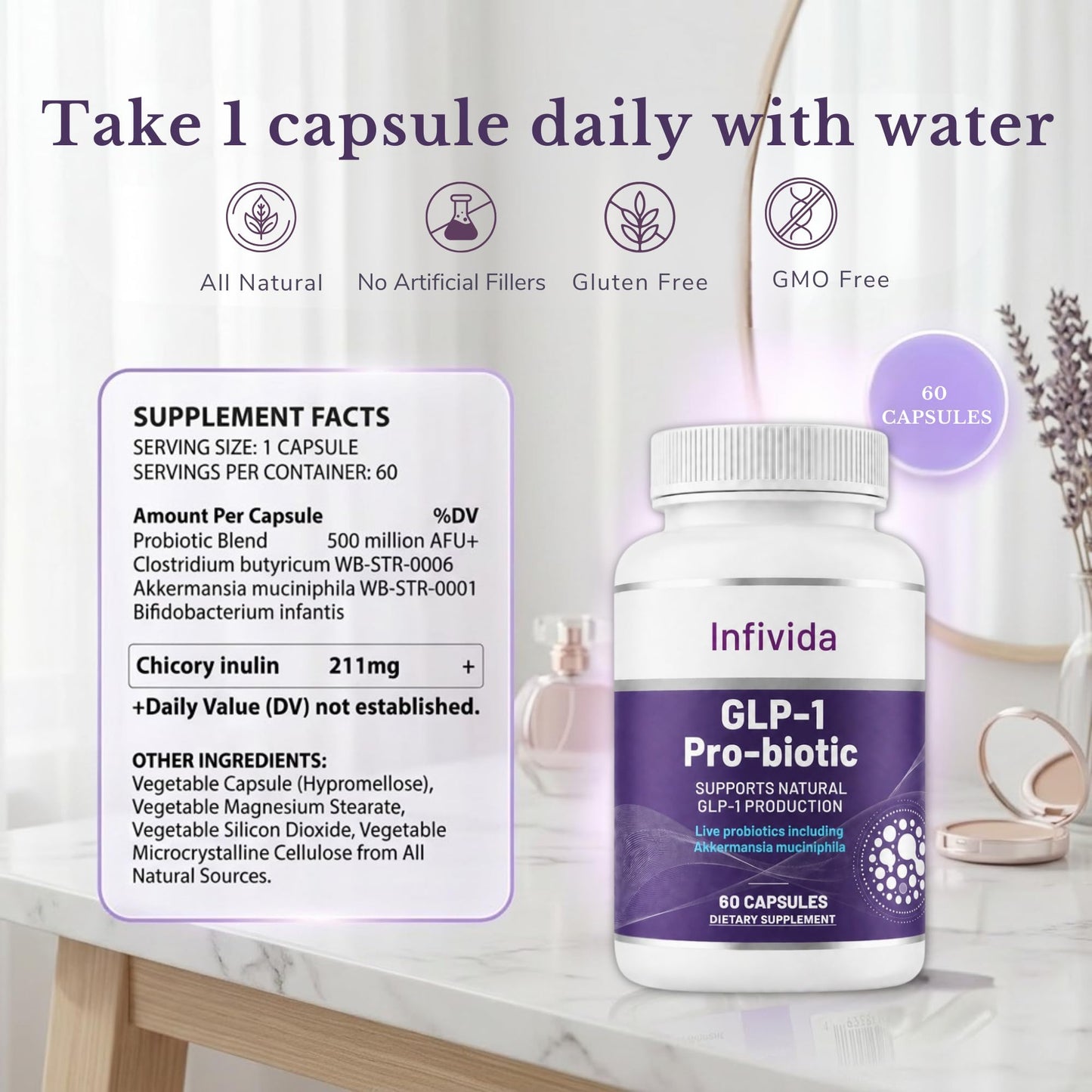 Infivida GLP-1 Supplement for Weight Loss & Appetite Suppressant Capsule 60 Count