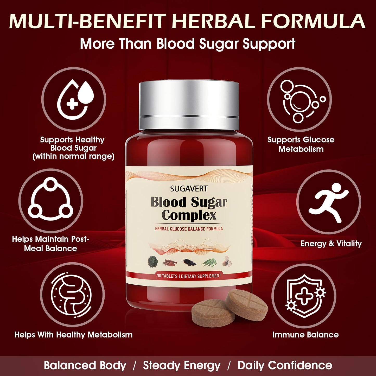 SUGAVERT Blood Sugar Complex Tablets, 90