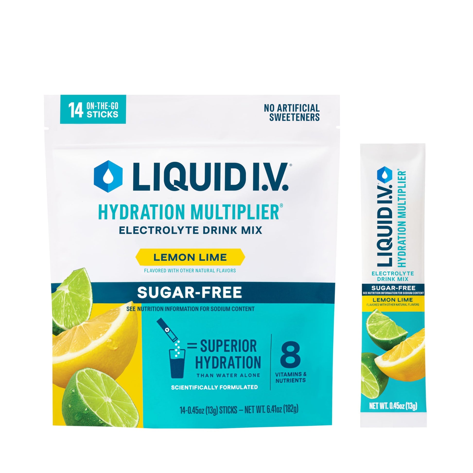 Liquid I.V. Sugar Free Hydration Electrolytes Powder, Lemon Lime, 6.41 Ounce