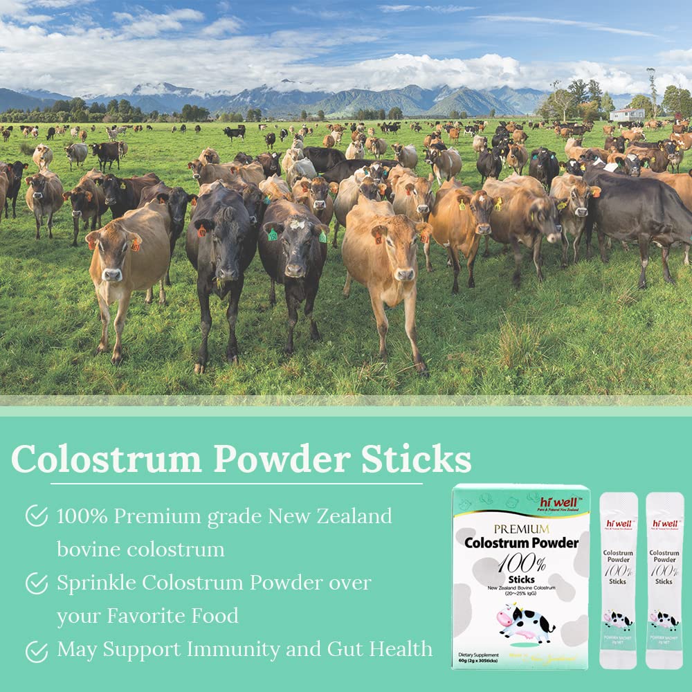 Hi Well Pure & Natural New Zealand Grass-Fed Colostrum Powder 30 Sticks