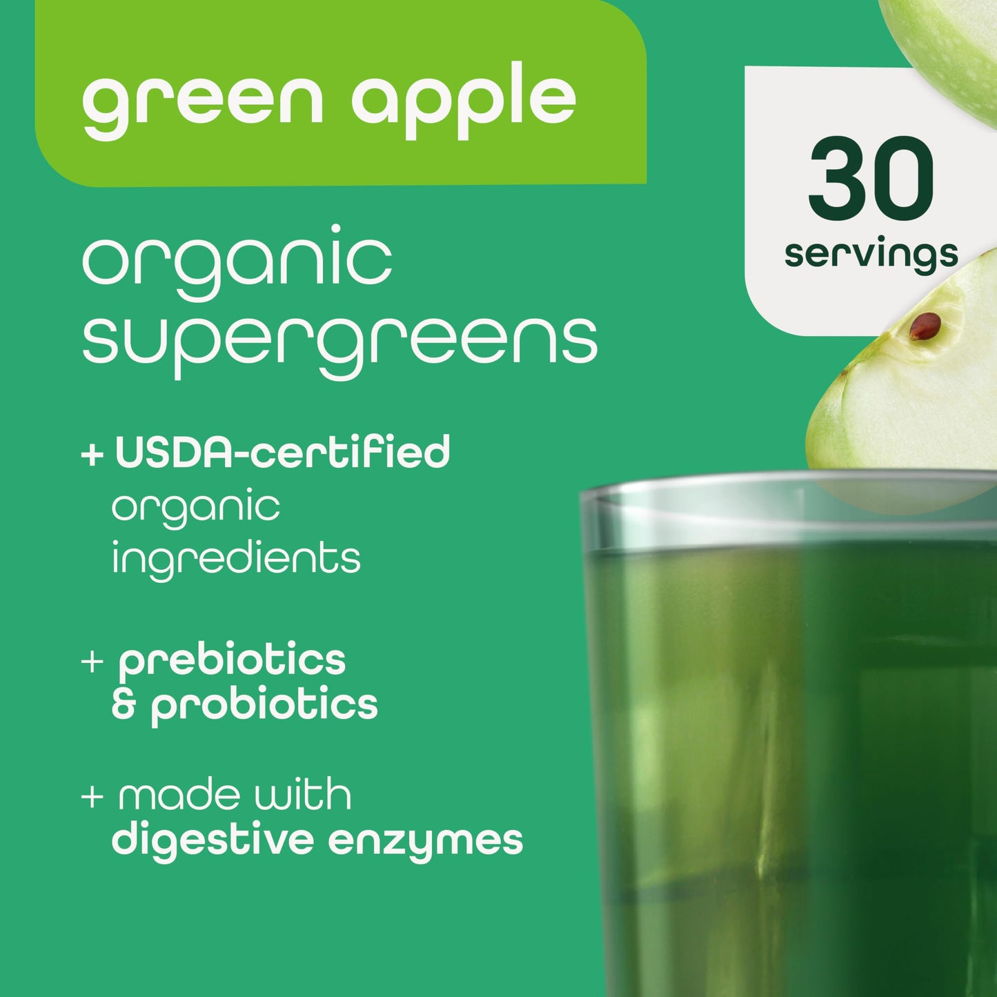 Zena Nutrition Organic Super Greens Powder, 30 Servings