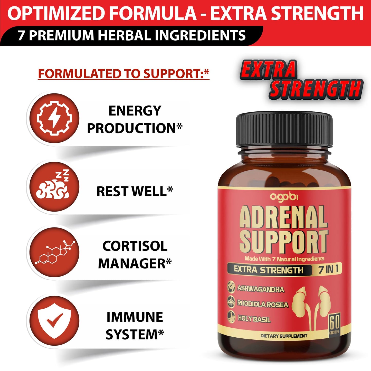 agobi 7in1 Adrenal Support Supplement Capsules, 60 Count