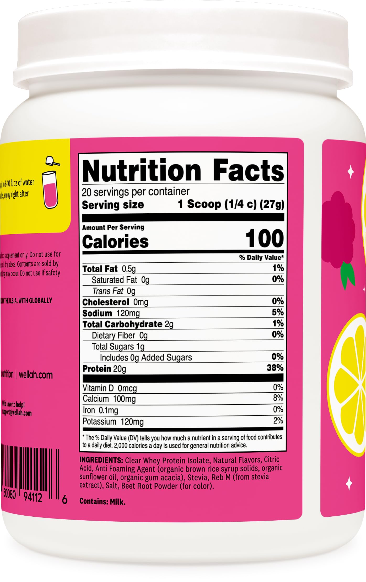 Wellah Clear Whey Protein Isolate Powder 19.5 Servings